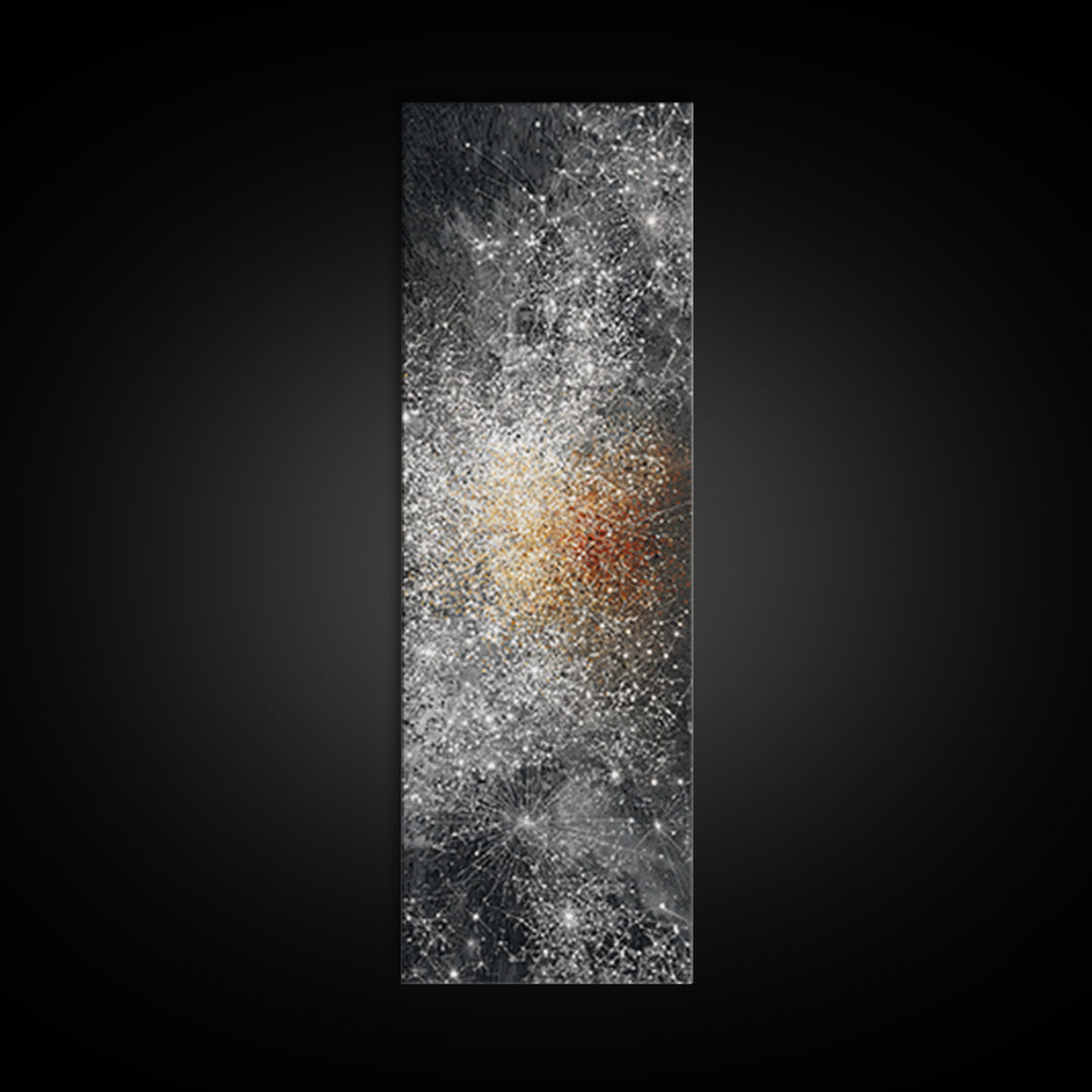 Black White Gold Cosmic Burst Abstract Wall Art, Modern Canvas Decor, Statement Living Room, Luxury Home Decor Gift, Large Vertical Print