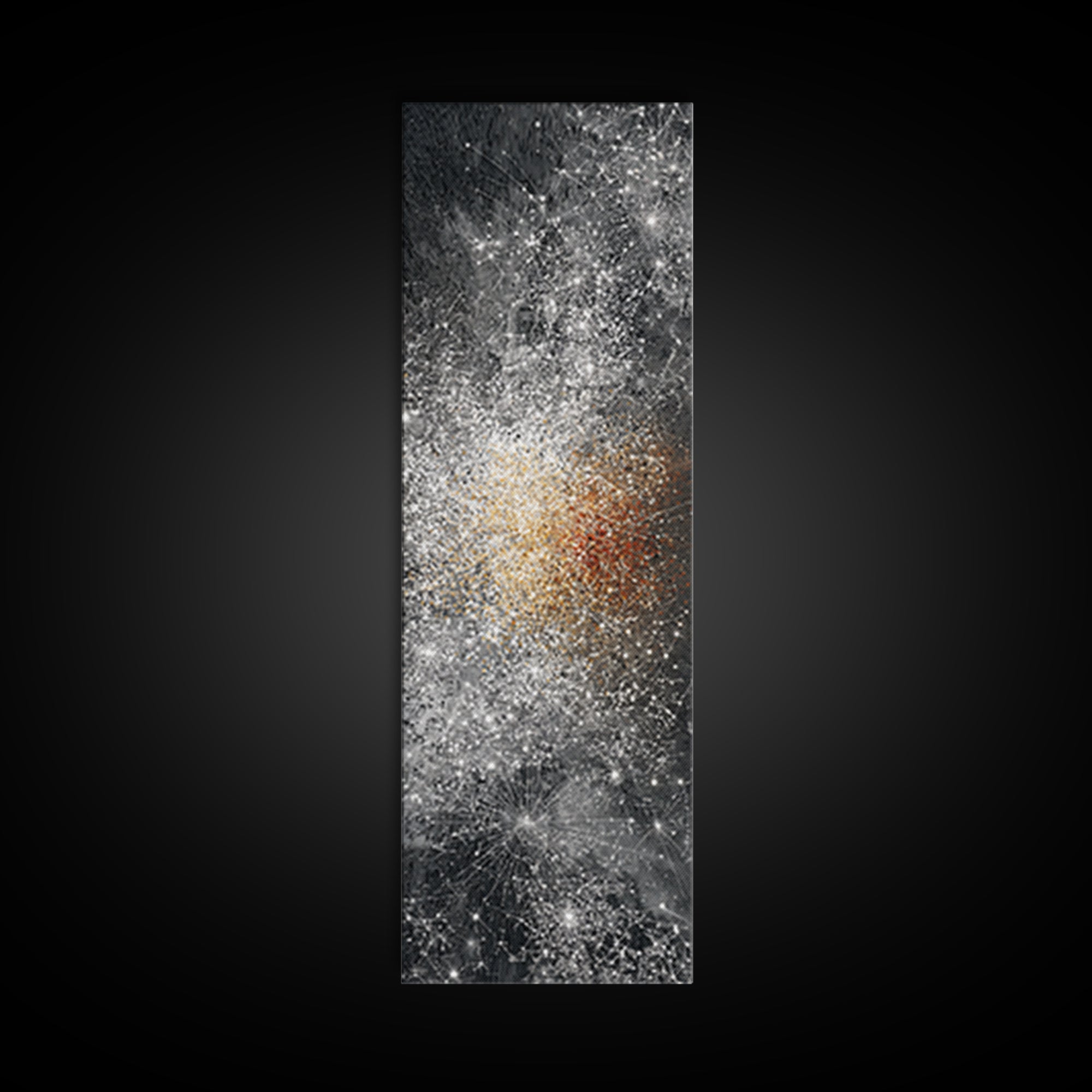 Black White Gold Cosmic Burst Abstract Wall Art, Modern Canvas Decor, Statement Living Room, Luxury Home Decor Gift, Large Vertical Print