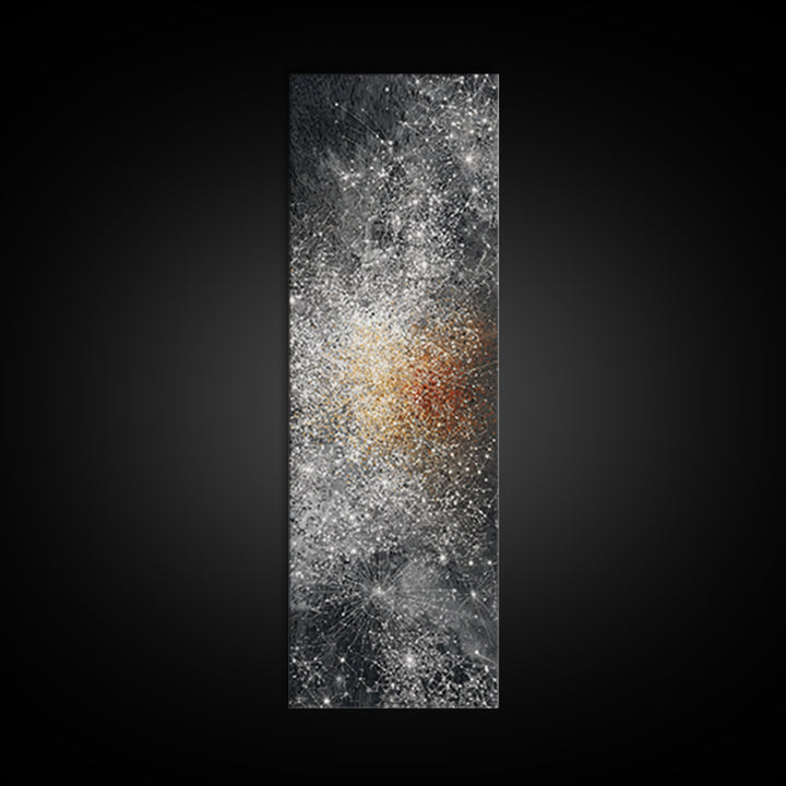 Black White Gold Cosmic Burst Abstract Wall Art, Modern Canvas Decor, Statement Living Room, Luxury Home Decor Gift, Large Vertical Print