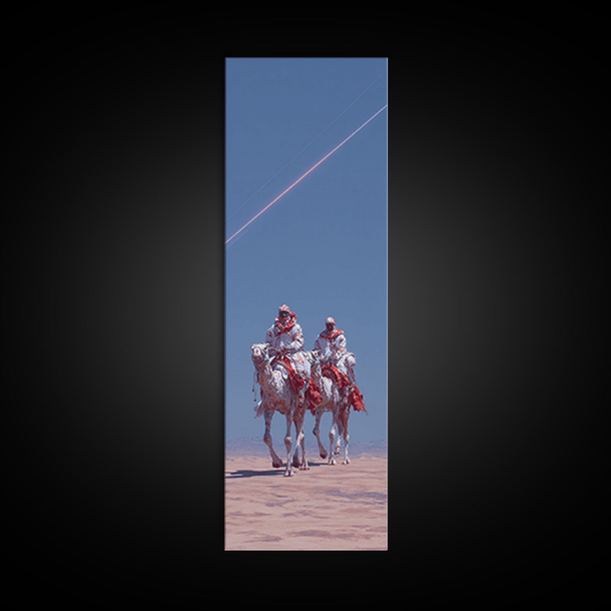 Two Desert Riders Under Blue Sky Canvas Print, African Warrior Art, Western Safari Decor, Unique Statement Wall Decor, Gift