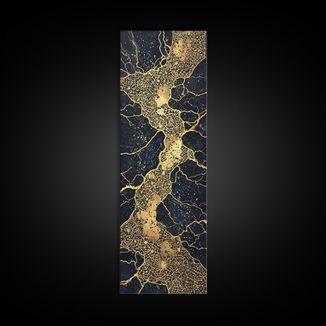 Black And Gold River Veins Wall Art, Abstract Geometric Texture, Luxury Canvas Decor, Modern Office Decor, Statement Gift