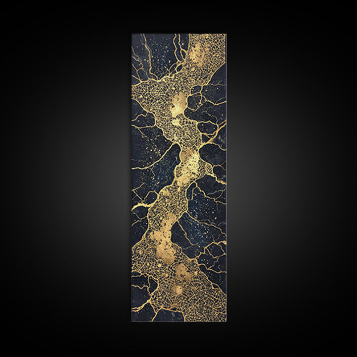 Black And Gold River Veins Wall Art, Abstract Geometric Texture, Luxury Canvas Decor, Modern Office Decor, Statement Gift