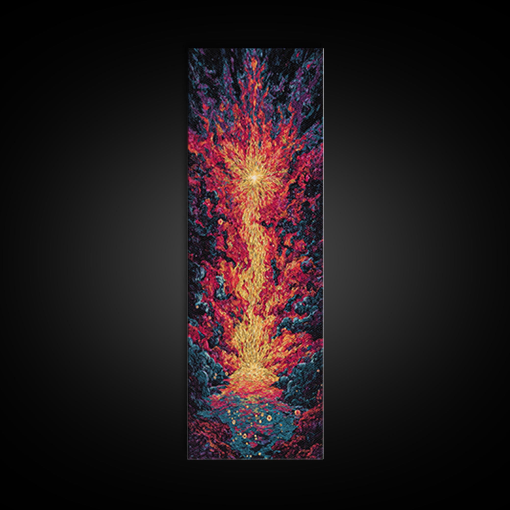 Exploding Fire Waterfall Wall Art, Vivid Red Orange Abstract Canvas Print, Dramatic Nature Scene Art, Large Decor Art Gift For Home