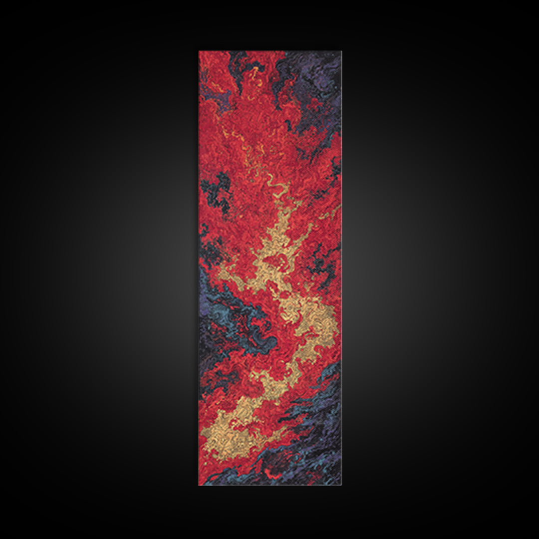 Crimson Lava River Abstract Wall Art, Fiery Red Orange Canvas Print, Bold Modern Art, Textured Painting Home Decor Gift For Him