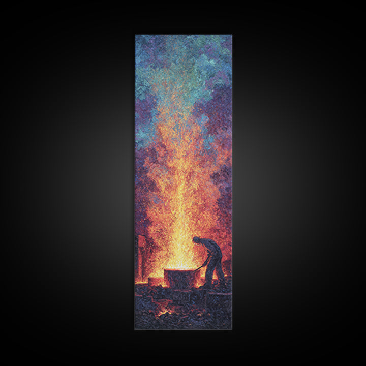 Blacksmith Silhouette With Glowing Sparks Wall Art, African Inspired Canvas Print, Industrial Workshop Decor, Unique Gift