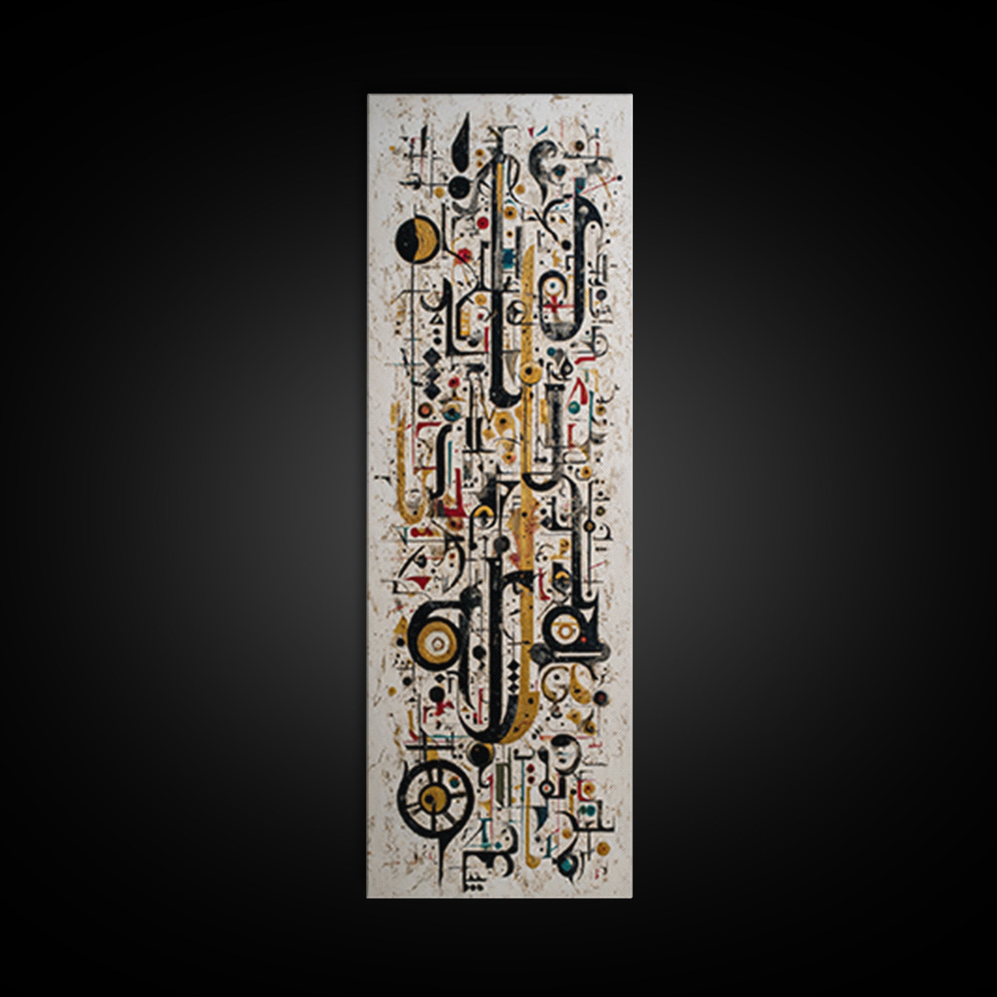 Abstract African Geometric Symbols Wall Art, Modern Canvas Print, Tribal Line Art Decor, Gold Black Contemporary Poster Gift