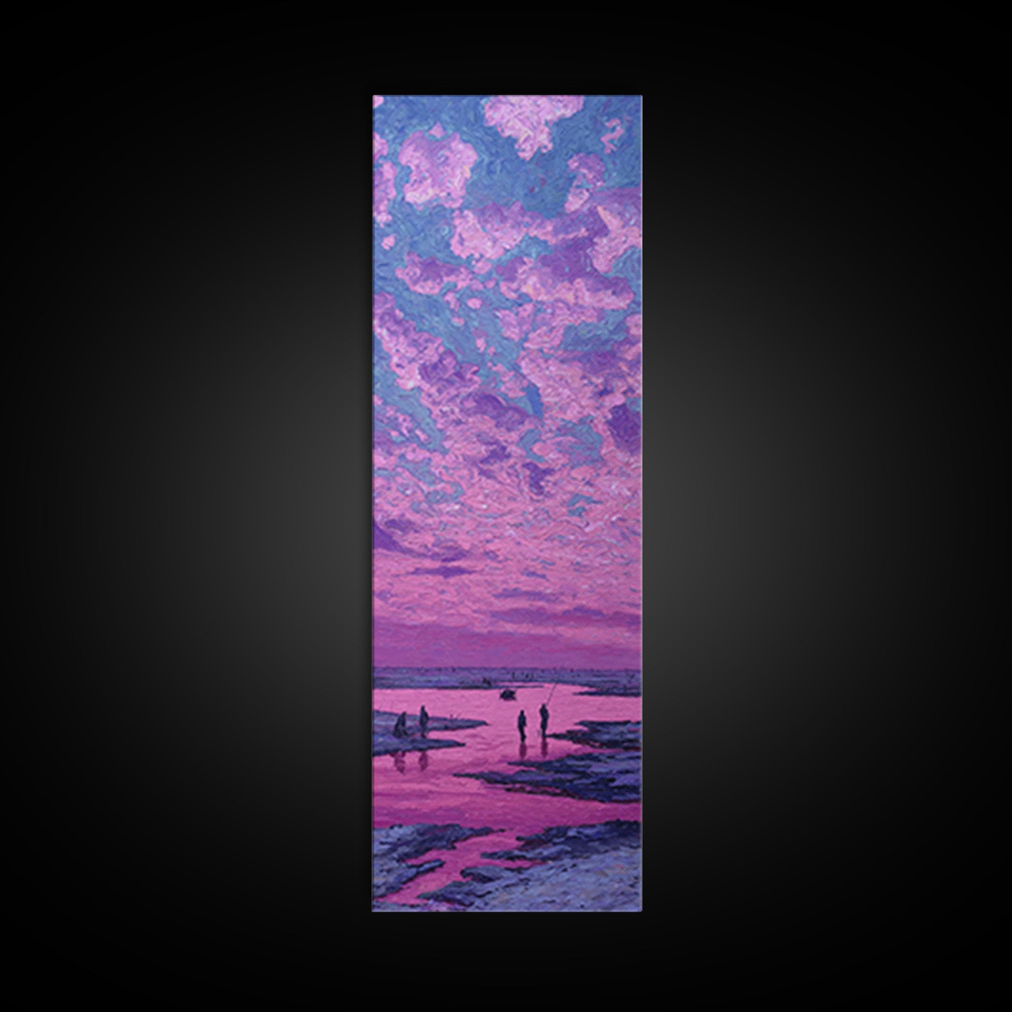 Pink Purple Coastal Sunset Sky Wall Art, Dreamy Canvas Print, Serene Beach Landscape Decor, Modern Large Living Room Gift