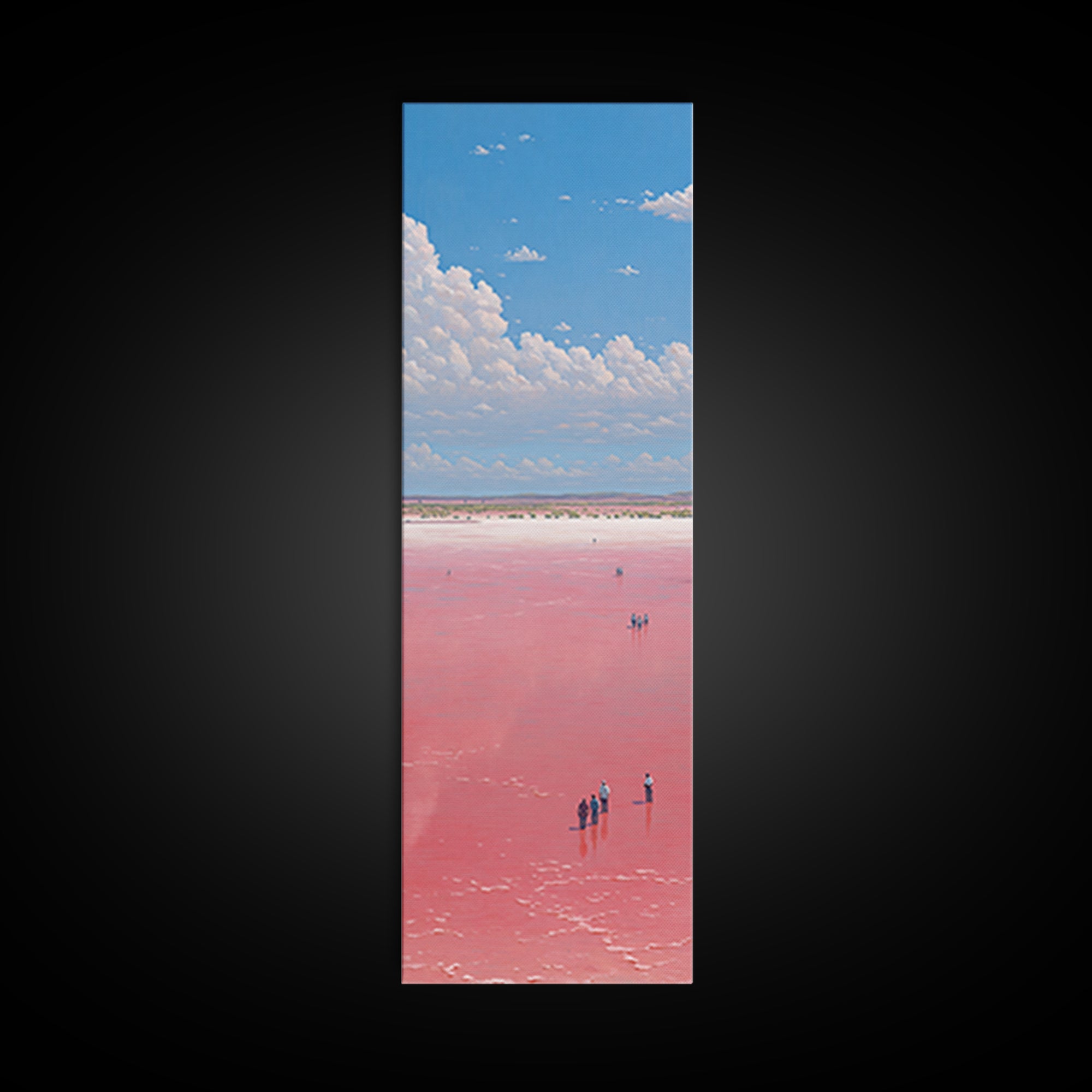 Vast Pink African Salt Flat Under Blue Sky Wall Art, Minimal Lake Landscape Print, Serene Travel Decor For Living Room Gift
