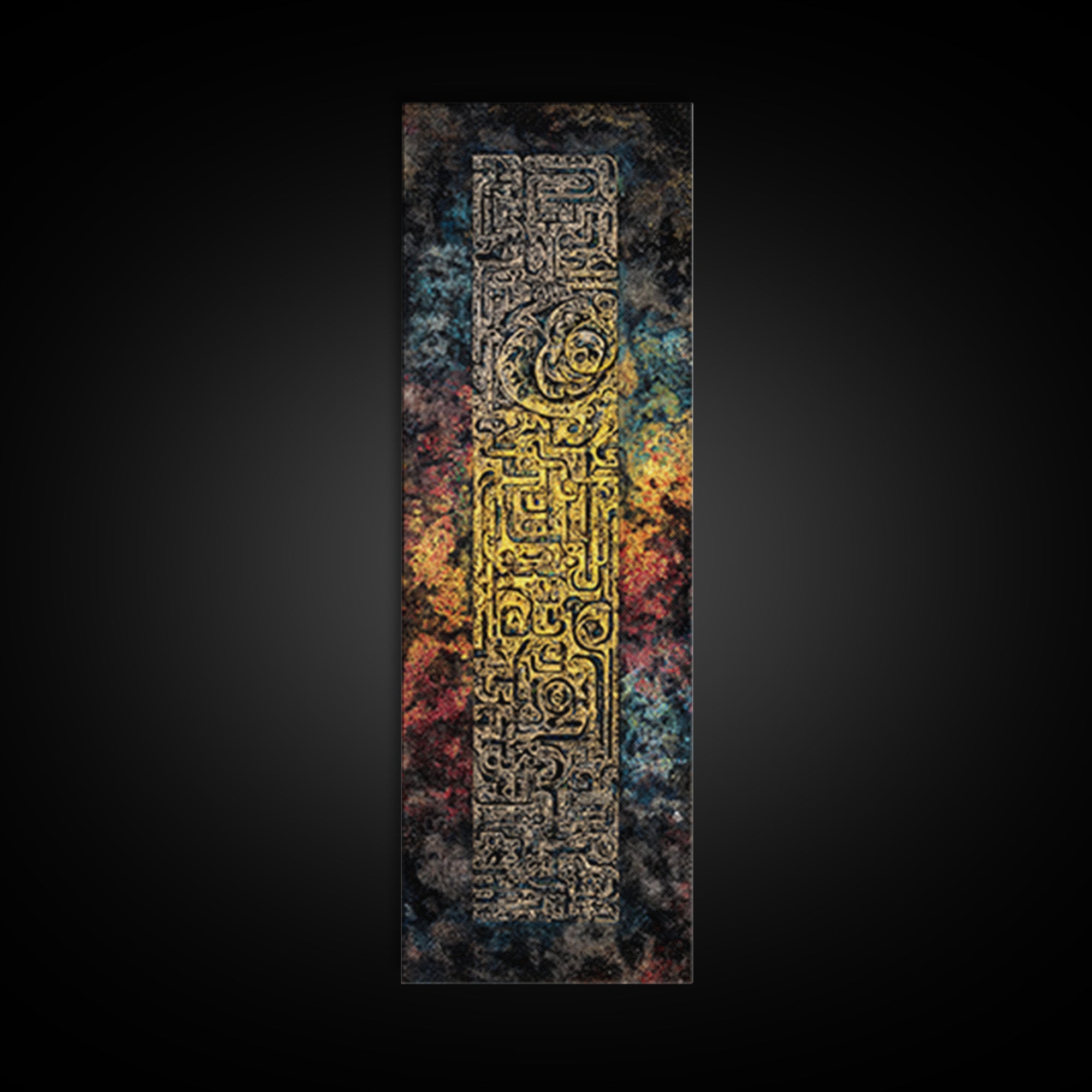 Ancient African Gold Glyph Wall Art, Mystical Canvas Print, Cosmic Tribal Abstract Decor, Spiritual Culture Poster Art Gift