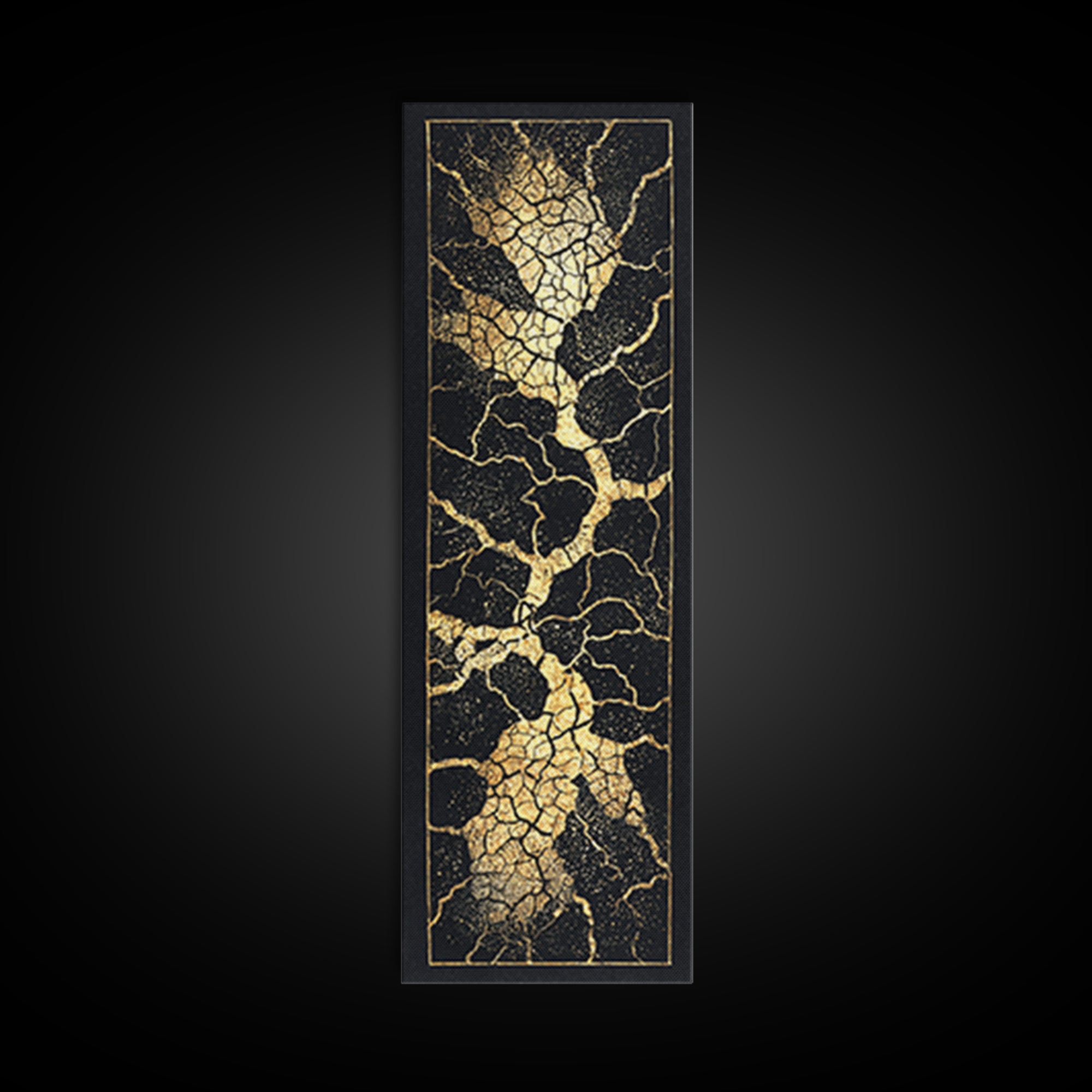 Black Gold Crackle Abstract Wall Art, Modern Kintsugi Inspired Texture, Luxury Canvas Print For Elegant Home Decor Statement