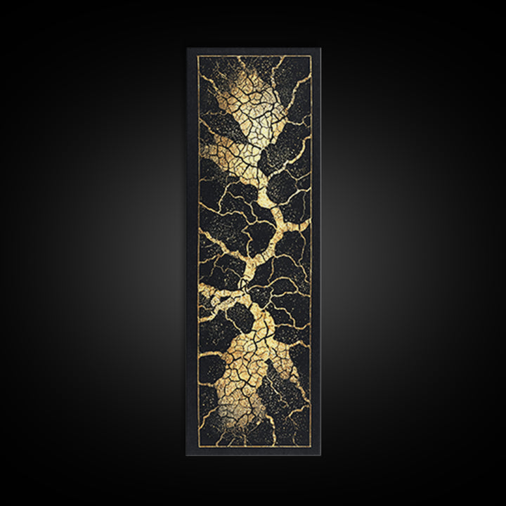 Black Gold Crackle Abstract Wall Art, Modern Kintsugi Inspired Texture, Luxury Canvas Print For Elegant Home Decor Statement