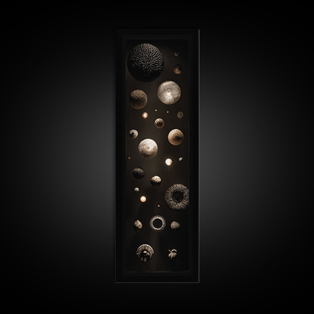 Celestial African Basket Sphere Wall Art, Black Gold Gallery Canvas Print, Textured Tribal Decor, Modern Luxury Art For Home
