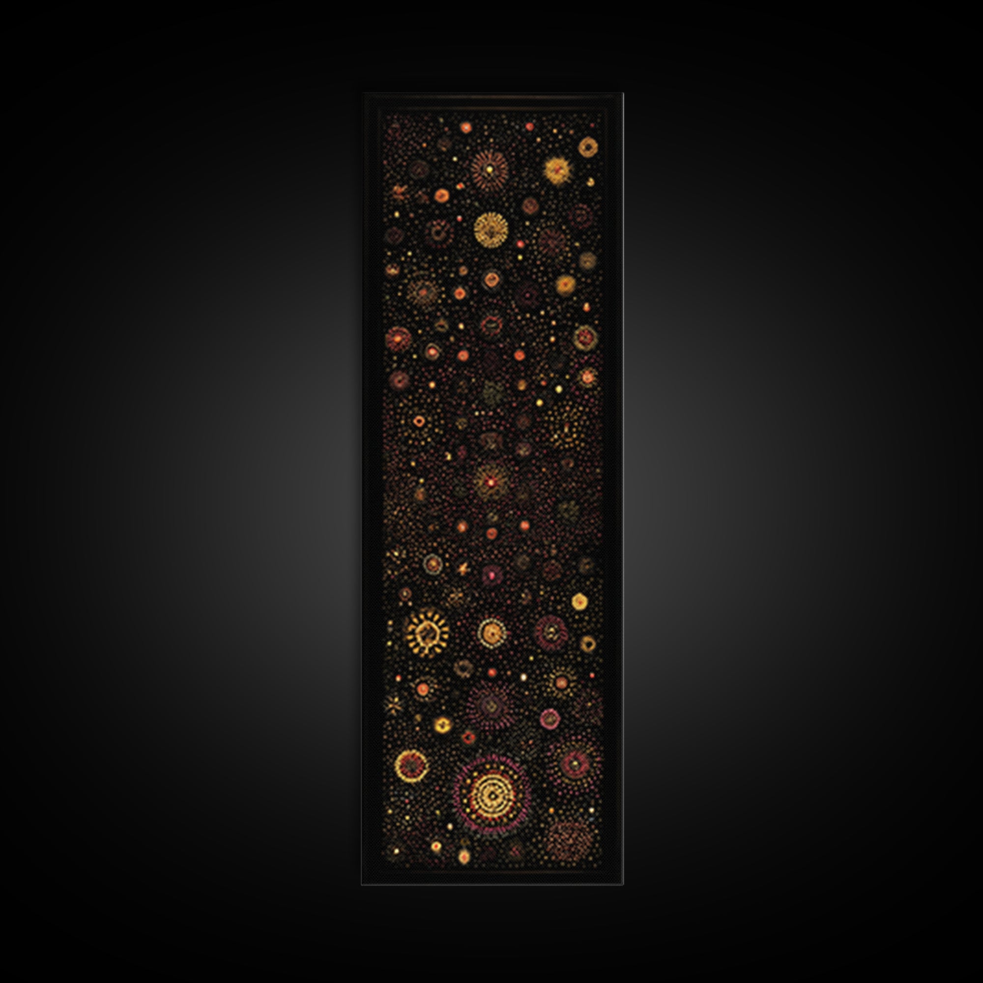 Colorful Dot Constellation Wall Art, Black Gold Celestial Mandala Canvas Print, African Inspired Boho Home Decor Statement Piece