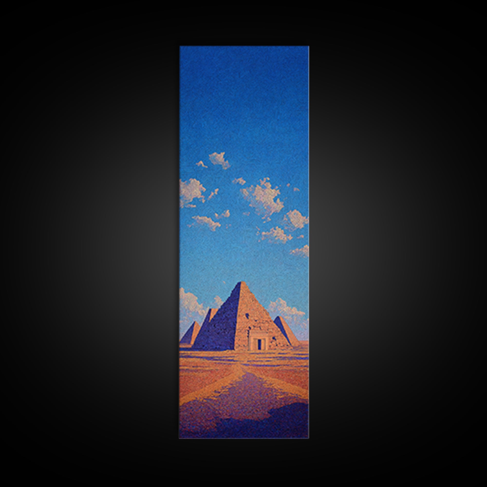 Egyptian Pyramids Blue Sky Wall Art, Ancient African Landscape Canvas Print, Desert Travel Poster Home Decor Gift For Her
