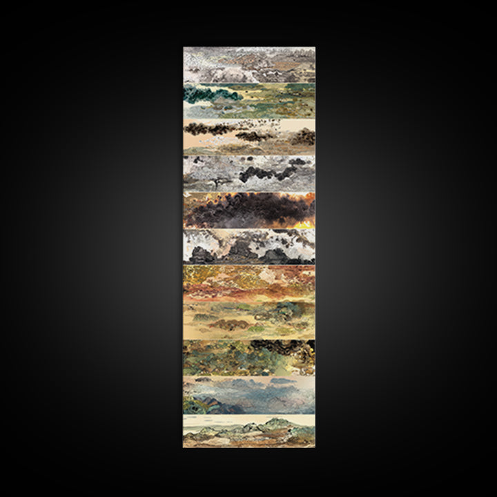 Layered Earth Tone Abstract Landscape Strips Wall Art, Modern Abstract Art, Beige Wall Art, Textured Art Print For Decor