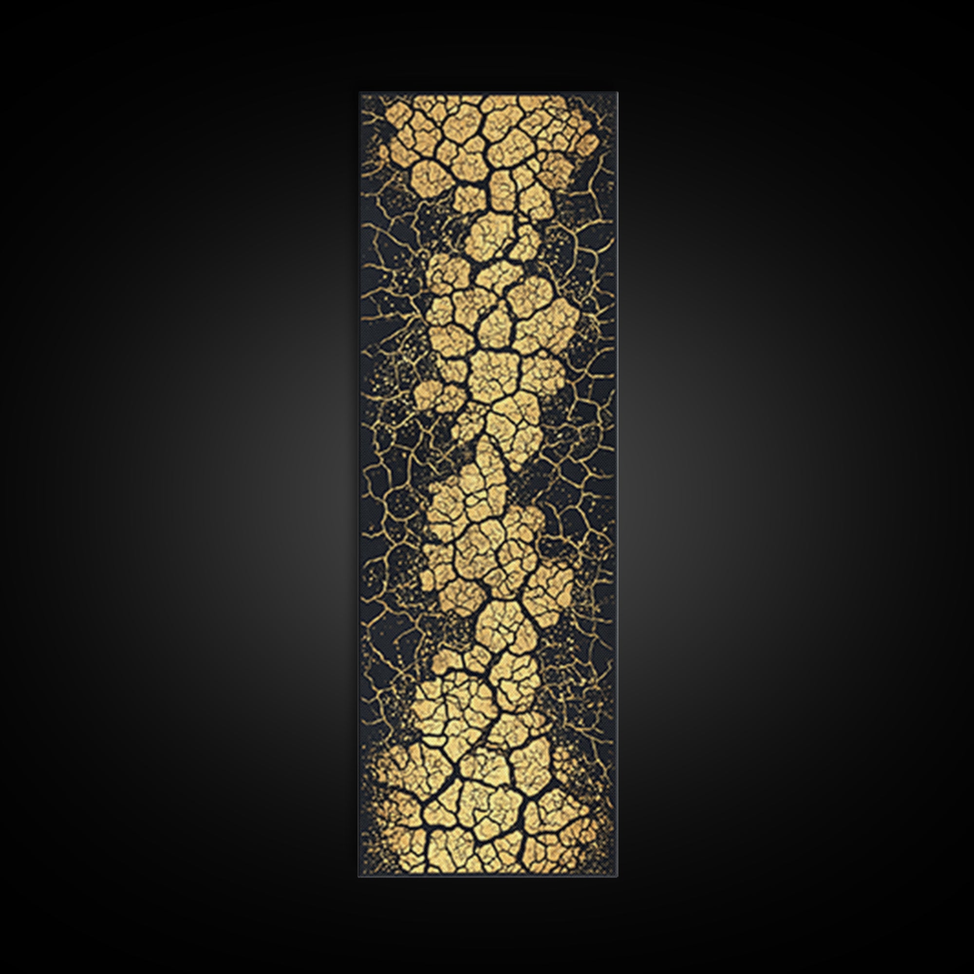Gold Crackle River On Black Abstract Canvas Print, Luxury Art, Black And Gold Art, Statement Wall Art, Elegant Home Decor