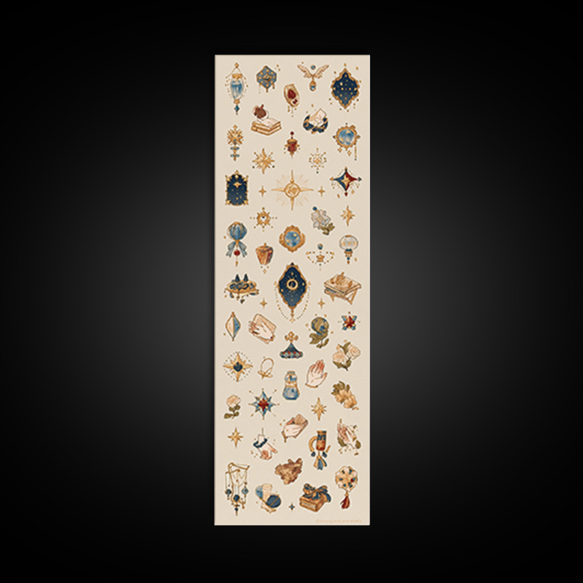 Celestial Gold Charms And Blue Talismans Wall Art, Boho African Inspired Decor, Ethnic Patterns, Mystical Gallery Print Set