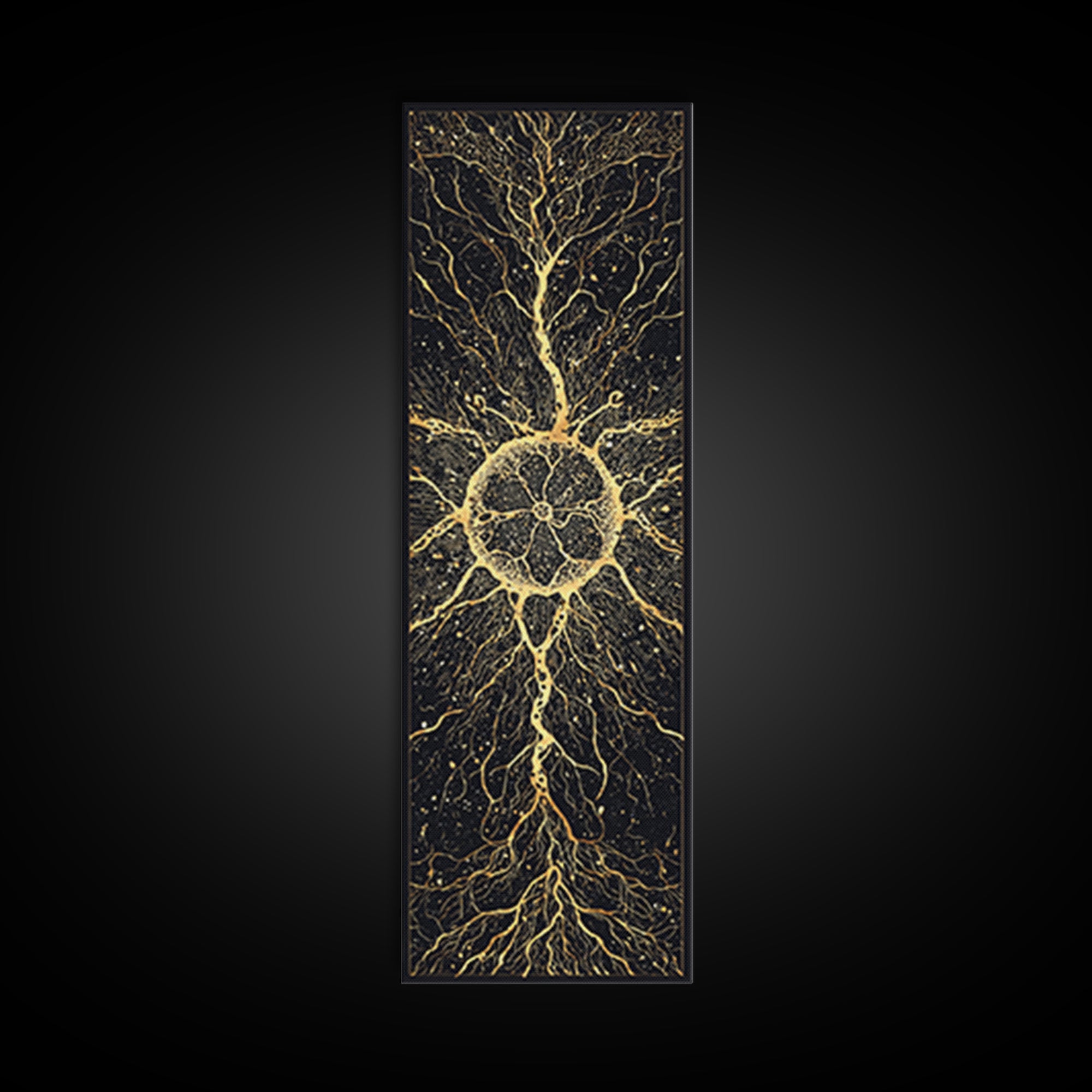 Golden Sacred Tree Of Life Wall Art, Abstract African Canvas Print, Black Gold Spiritual Decor, Mystical Nature Poster Gift
