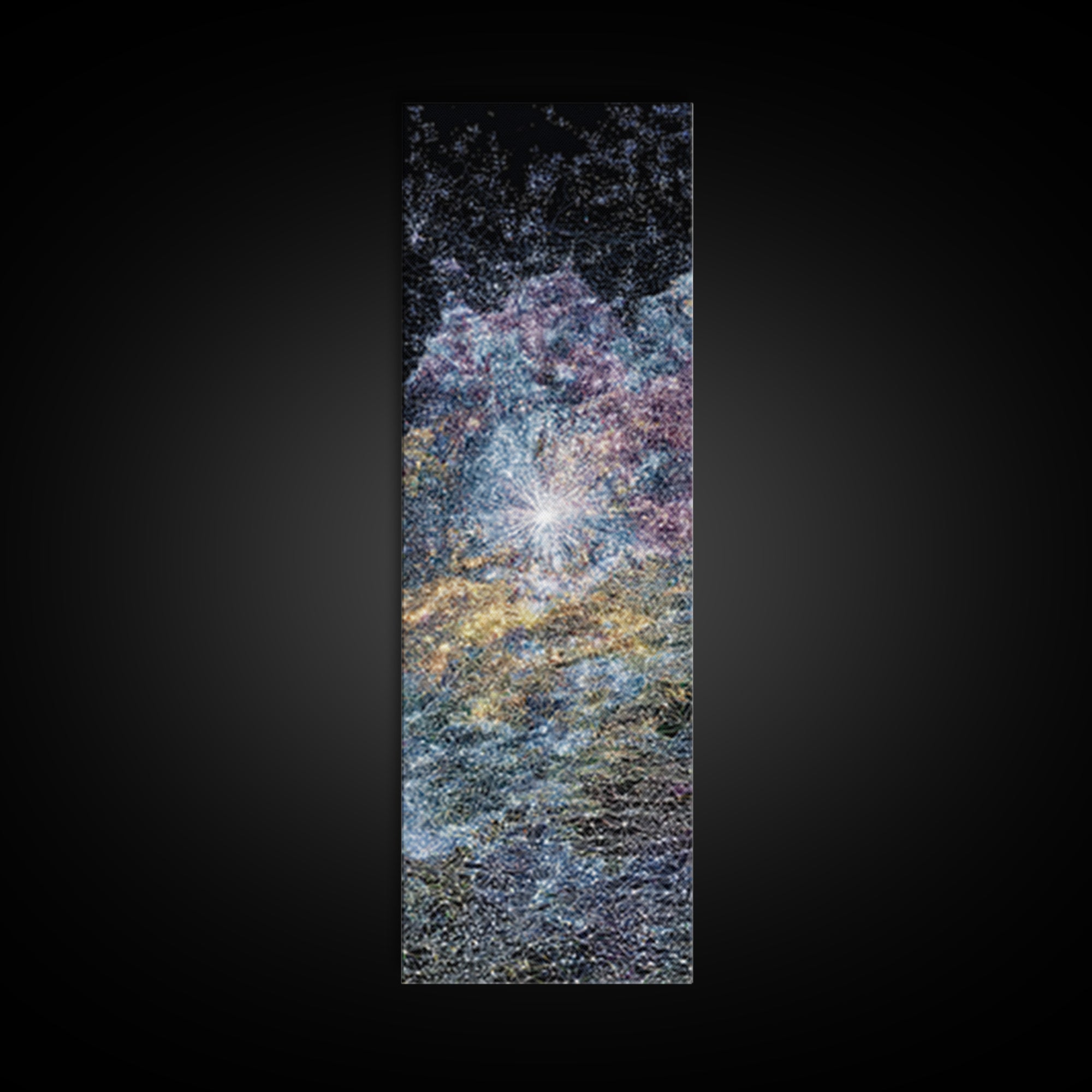 Sparkling Cosmic African Landscape Wall Art, Starry Abstract Canvas Print, Blue Gold Nature Scene, Dreamy Home Decor Gift