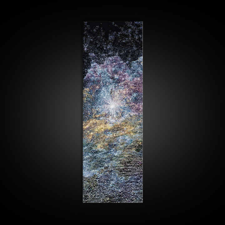 Sparkling Cosmic African Landscape Wall Art, Starry Abstract Canvas Print, Blue Gold Nature Scene, Dreamy Home Decor Gift