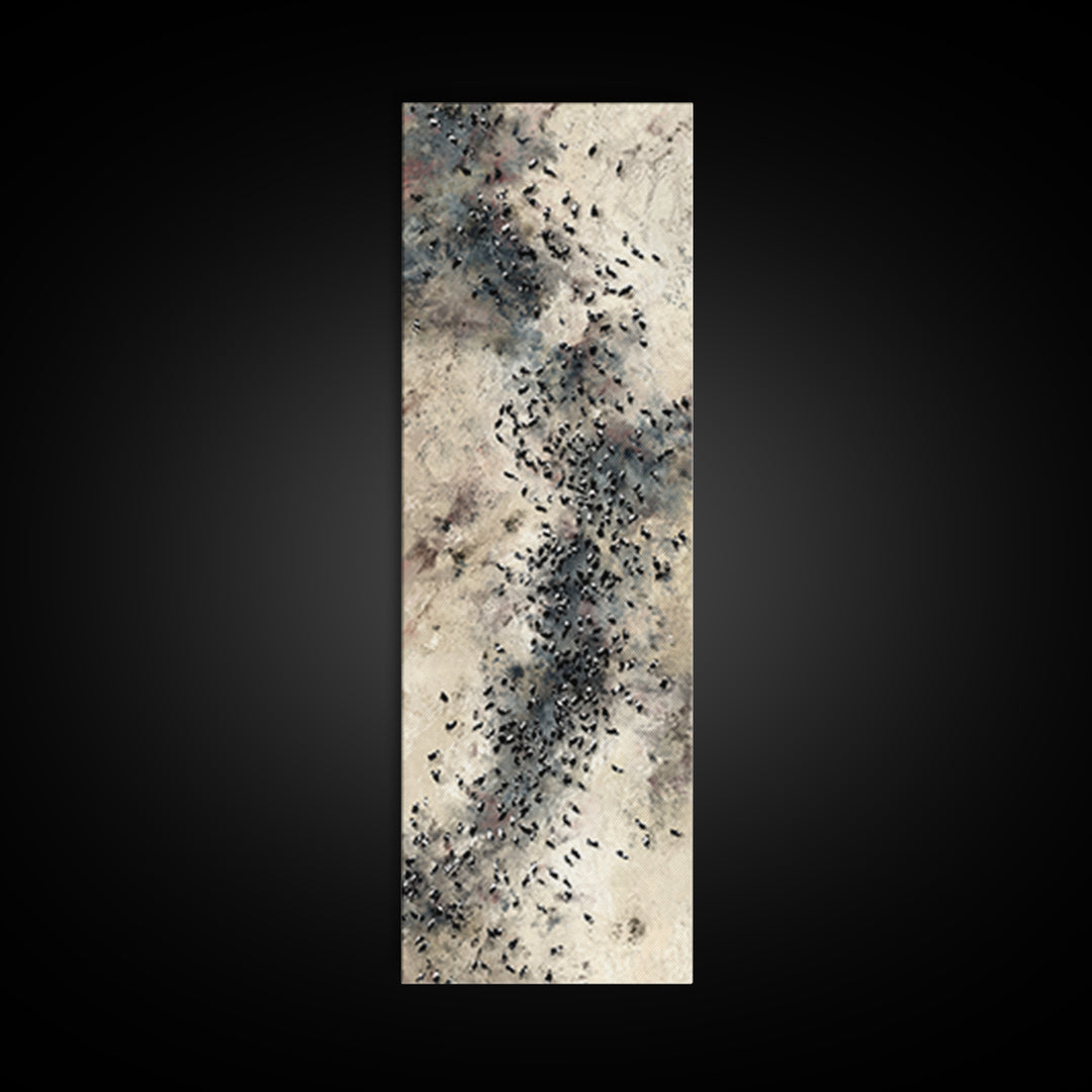 Aerial African Herd Migration In Soft Neutral Sands Wall Art, Abstract Safari Landscape, Earth Tone Modern Living Room Decor
