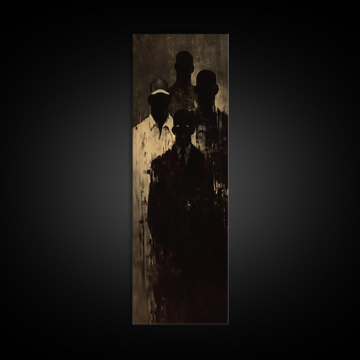 Shadowed African Men In Suits And Ancestral Light Wall Art, Black Culture Portrait, Moody Masculine Office Decor Gift For Him