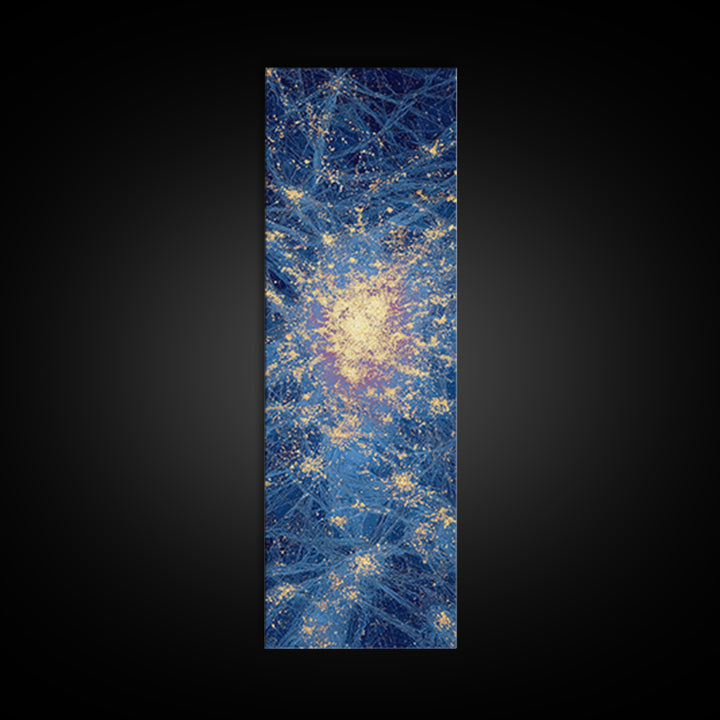 Blue Gold Abstract African Wall Art, Radiant Cosmic Canvas Print, Modern Textured Energy Decor, Luxury Home Decor Gift, Statement Piece
