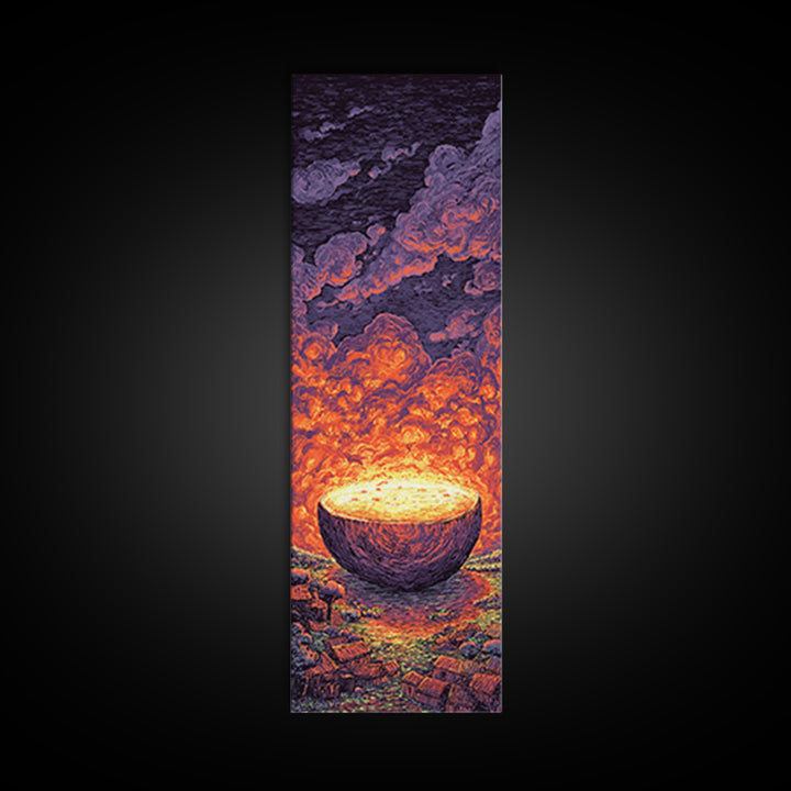 Glowing Celestial Bowl Beneath Fiery Clouds, Canvas Print, Abstract Wall Art, Dreamy Decor, Modern Home Decor Gift For Living Room