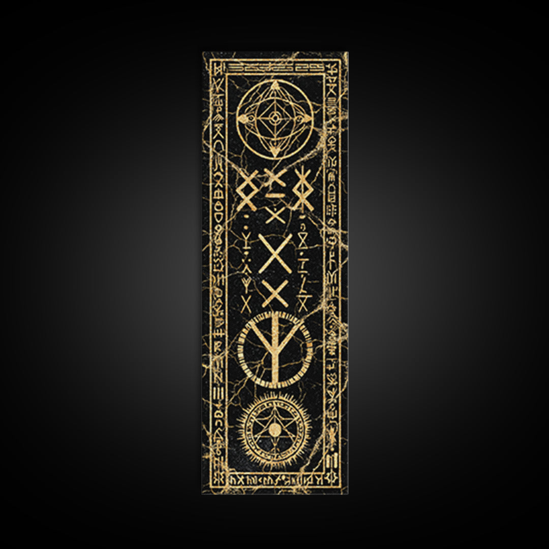 Ancient Golden Sigil With Sacred Geometry, Canvas Print, Mystical Wall Art, Spiritual Decor, Gothic Home Decor Gift For Altar Room