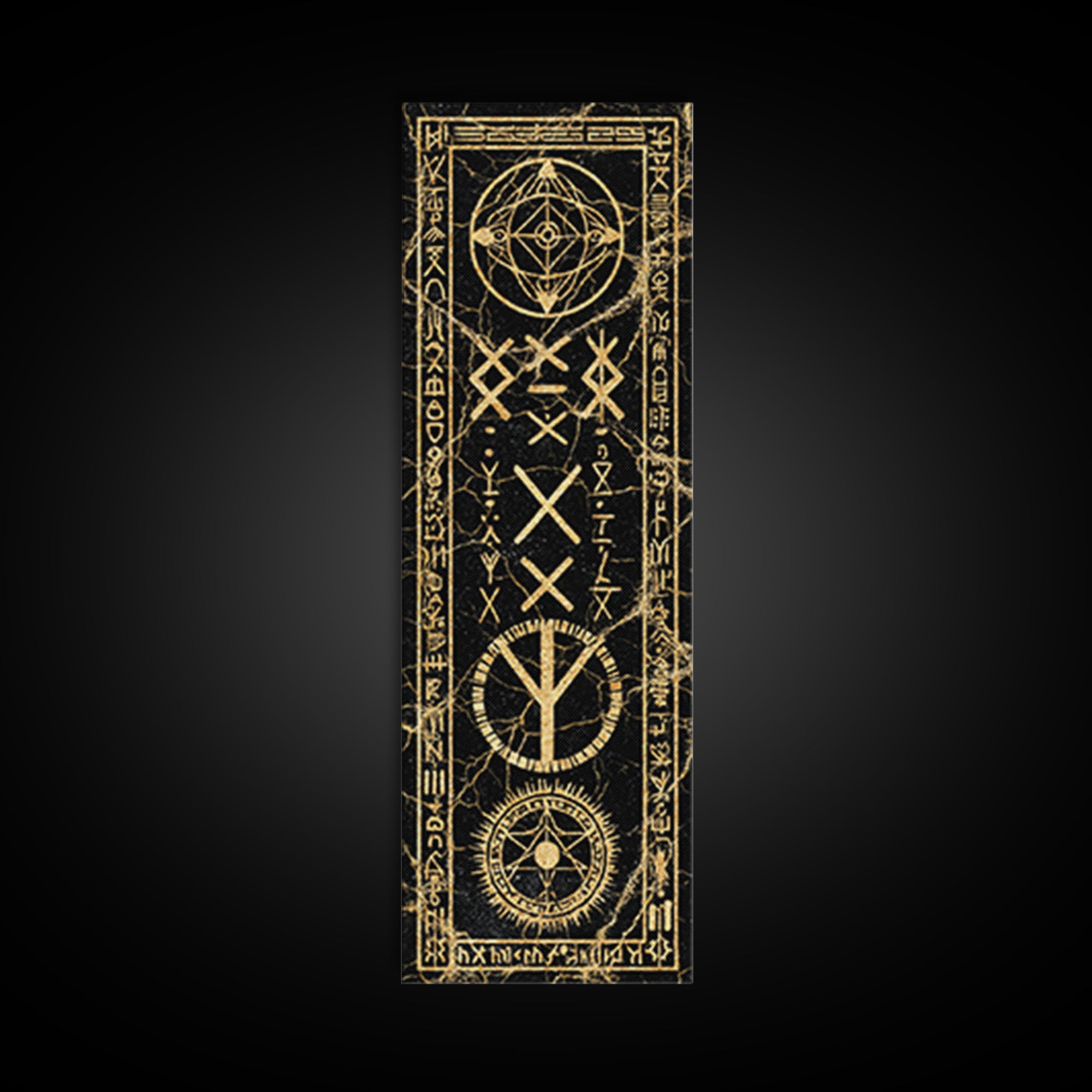 Ancient Golden Sigil With Sacred Geometry, Canvas Print, Mystical Wall Art, Spiritual Decor, Gothic Home Decor Gift For Altar Room