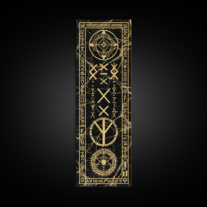 Ancient Golden Sigil With Sacred Geometry, Canvas Print, Mystical Wall Art, Spiritual Decor, Gothic Home Decor Gift For Altar Room