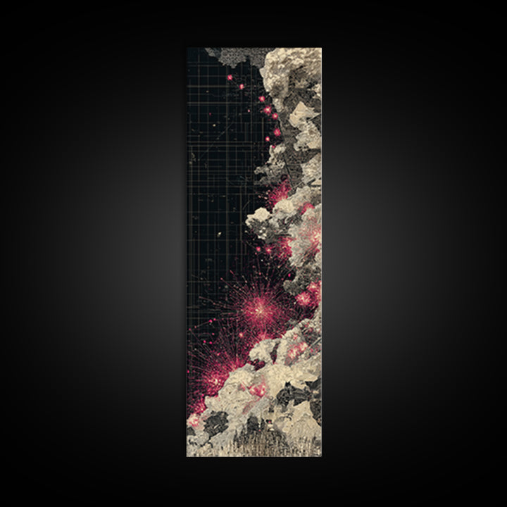 Black Pink Cosmic Map Wall Art, Abstract African Landscape Canvas Print, Modern Digital Art, Urban Statement Home Decor Gift