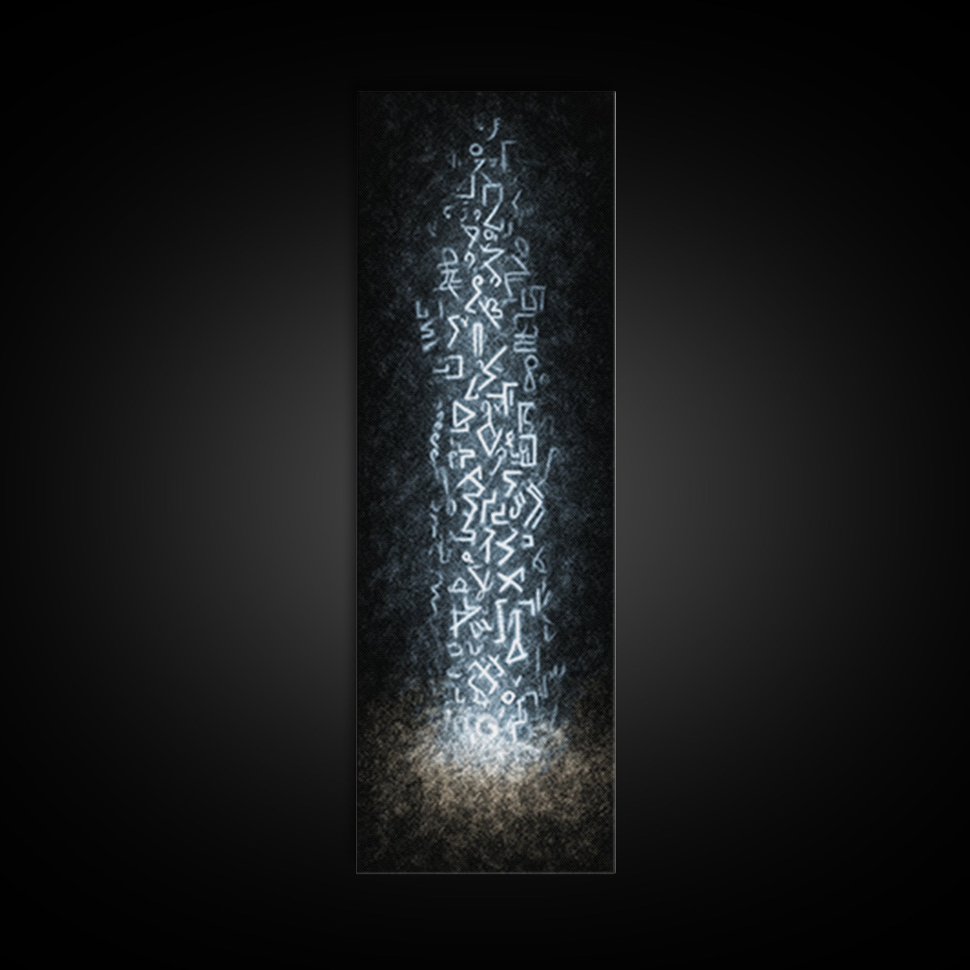 Ancient White Glyph Column Wall Art, Abstract African Tribal Art Print, Spiritual Black Decor, Ethnic Modern Canvas Print