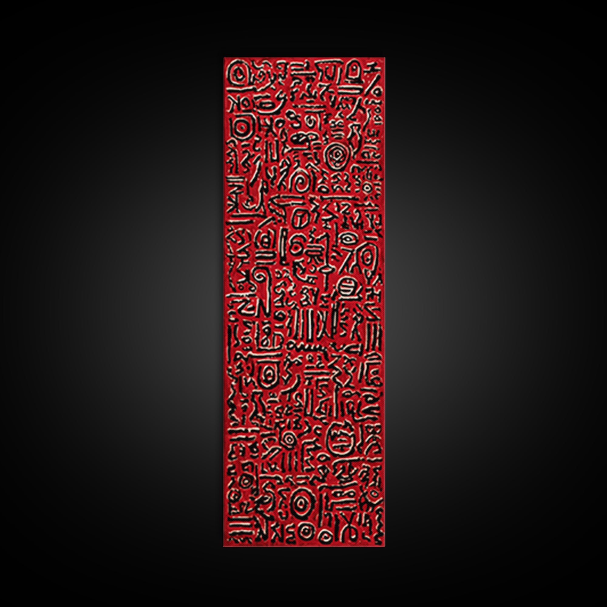 Red Primitive Symbol Pattern Wall Art, African Tribal Art Print, Bold Ethnic Decor, Abstract Cultural Canvas Print For Gallery Walls
