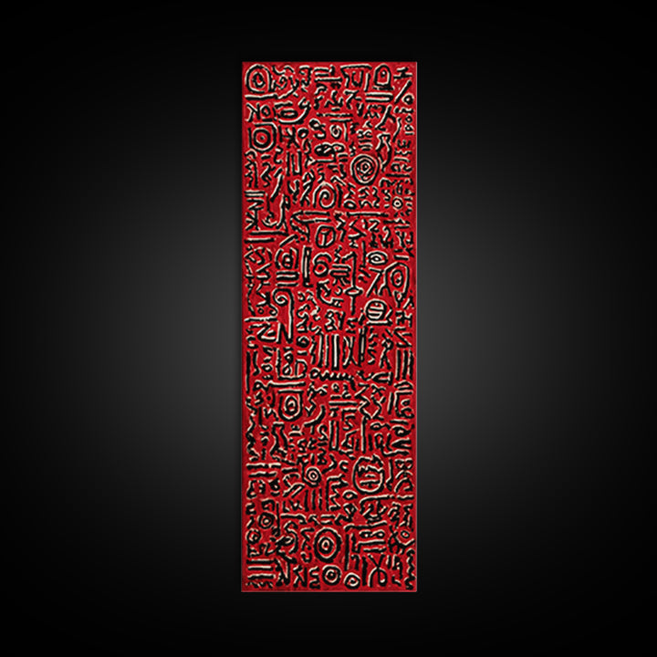 Red Primitive Symbol Pattern Wall Art, African Tribal Art Print, Bold Ethnic Decor, Abstract Cultural Canvas Print For Gallery Walls