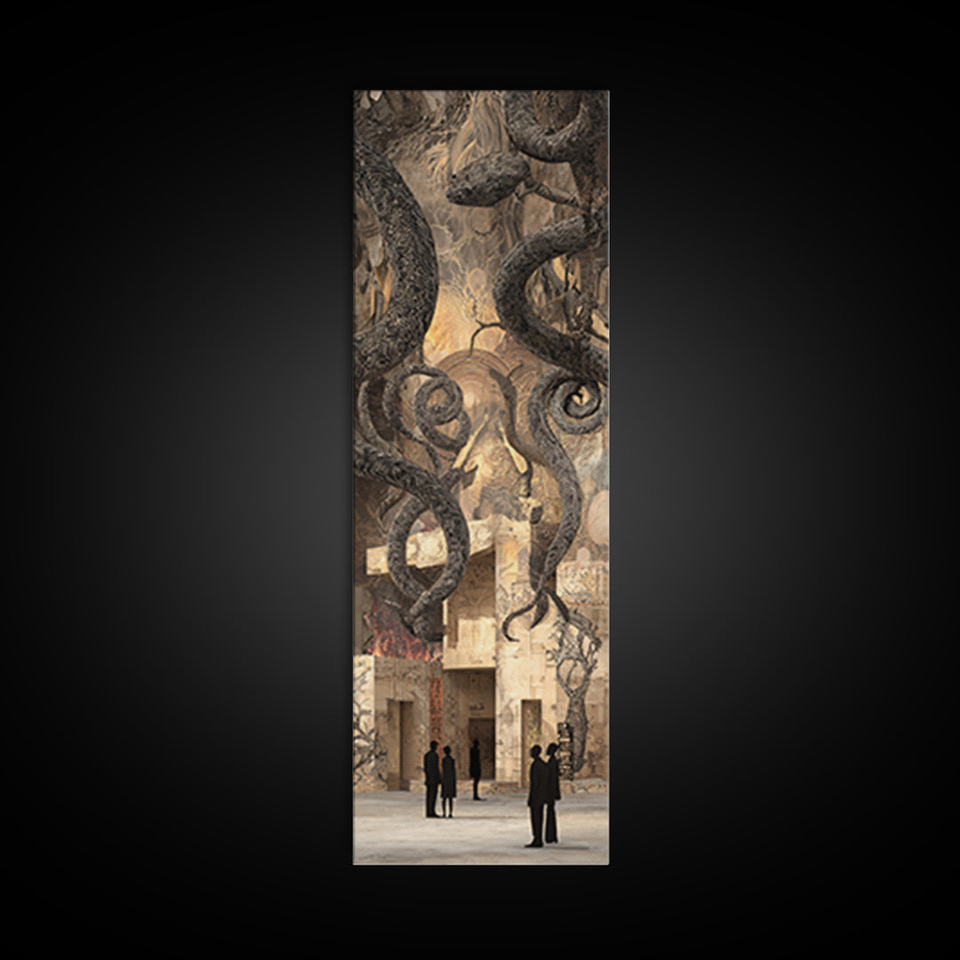 Shadow Serpents In Ancient Gallery Wall Art, Mystical Abstract Decor, Large Canvas Artwork For Gothic Living Room Decor Gift