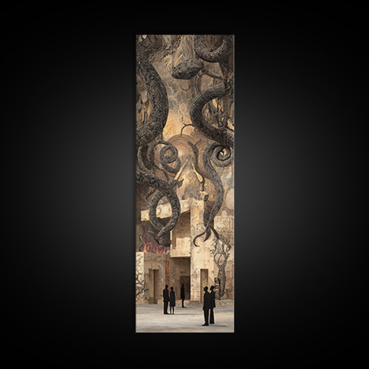 Shadow Serpents In Ancient Gallery Wall Art, Mystical Abstract Decor, Large Canvas Artwork For Gothic Living Room Decor Gift