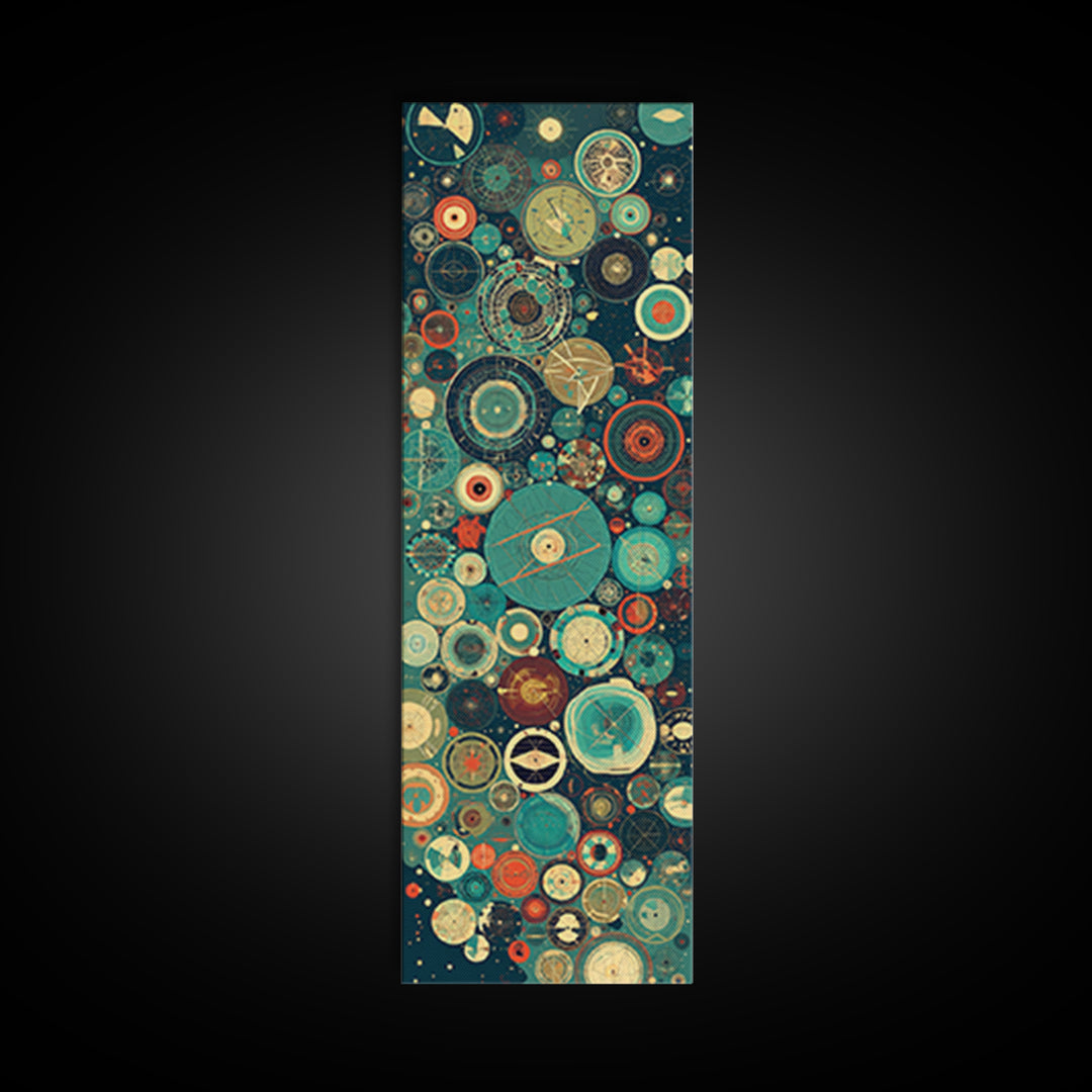 Abstract Celestial Circles And Cosmic Charts Wall Art, Modern African Inspired Decor, Geometric Canvas Print, Office Gift