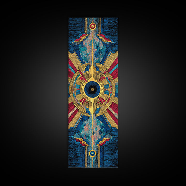 Blue Gold Tribal Eye Mandala Wall Art, Afrocentric Abstract African Print, Bold Boho Cultural Home Decor Canvas Statement Living Room Decor