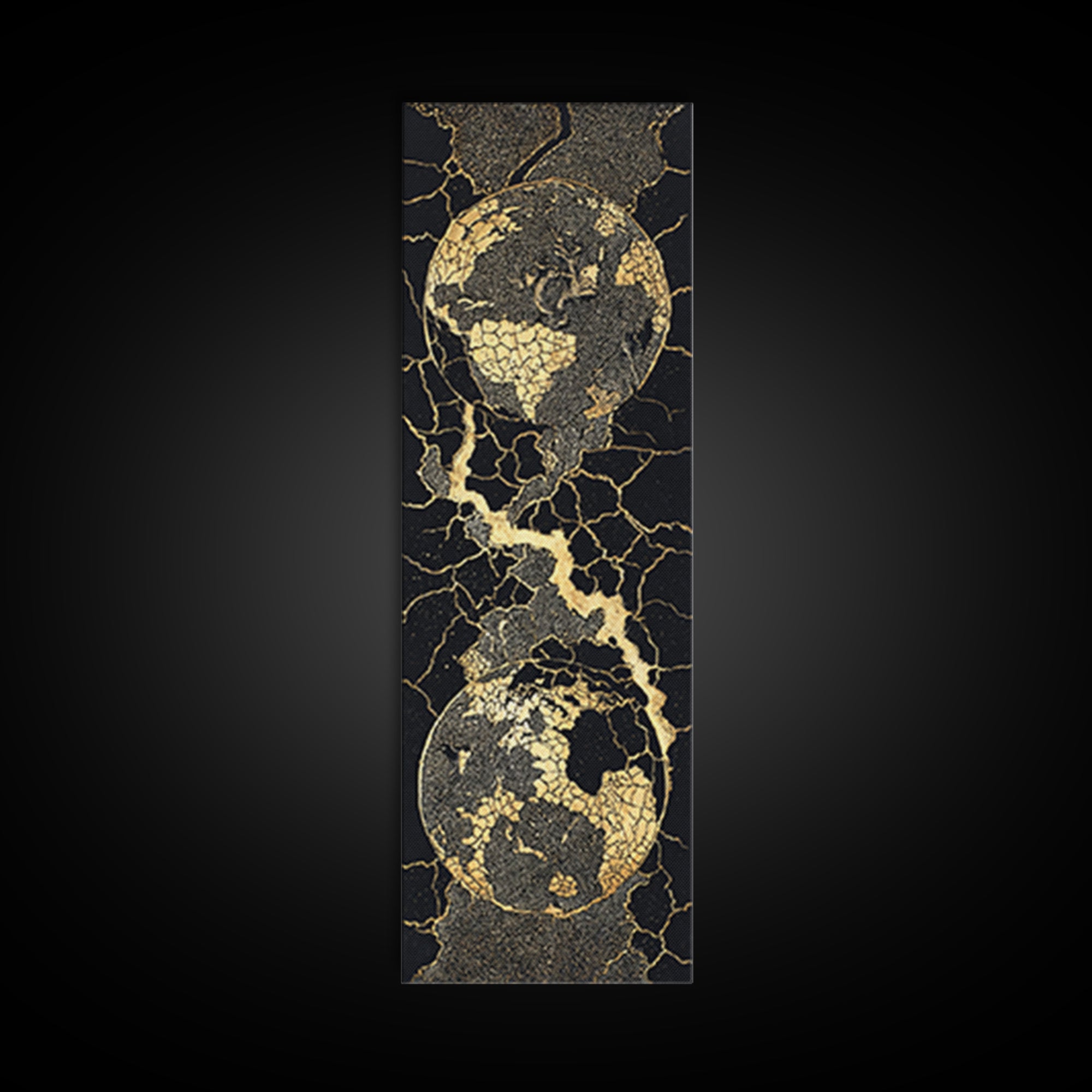 Black Gold Cracked Earth Globes Canvas Print, African Map Wall Art, Modern Afrofuturism Decor For Office Or Living Room Gift