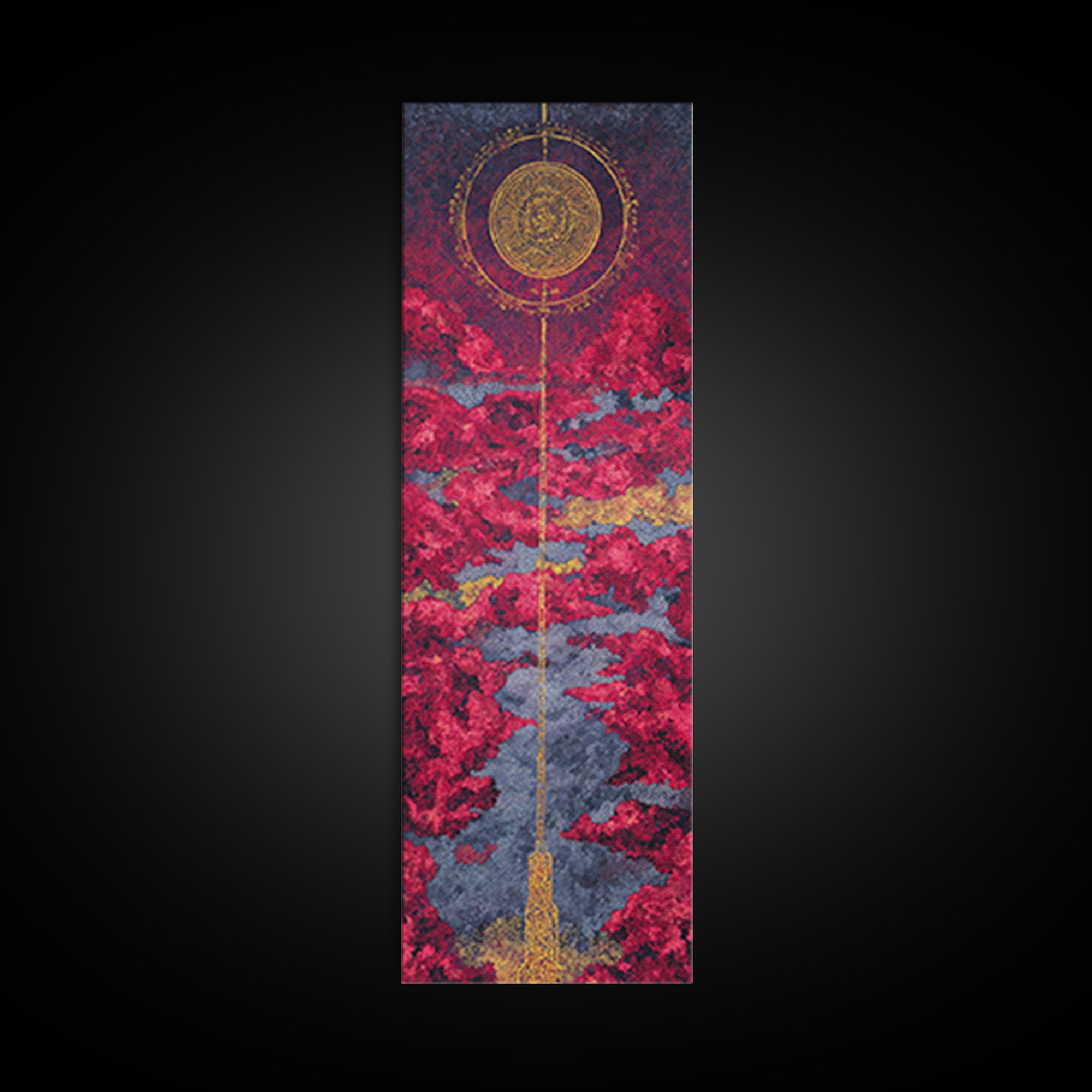 Celestial Red Cloud Canvas Print, Abstract African Art Inspired Sun, Modern Spiritual Wall Decor, Dreamy Statement Home Decor