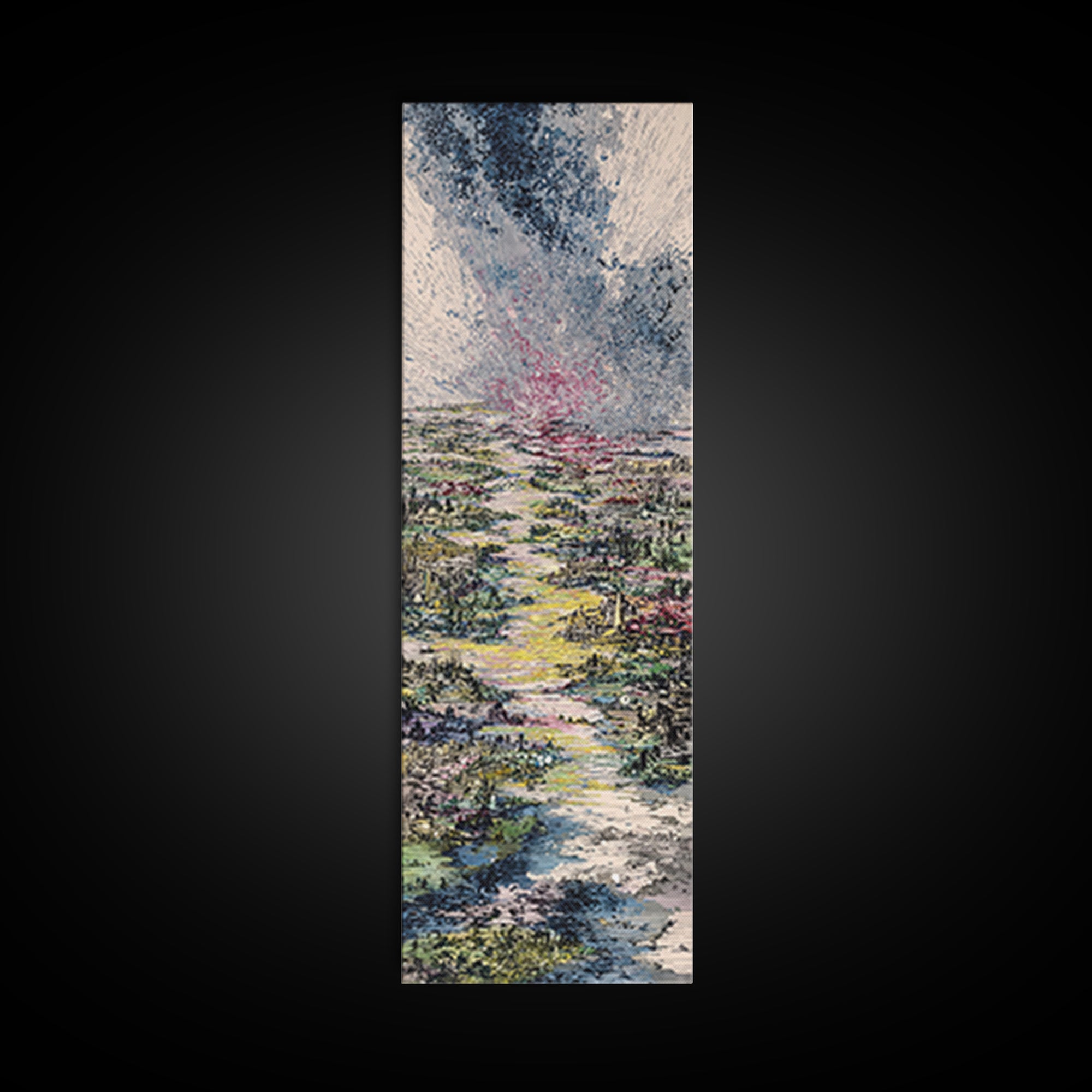 Stormy River City Landscape Wall Art, African Inspired Painting, Dreamy Nature Scene Art, Modern Living Room Canvas Decor