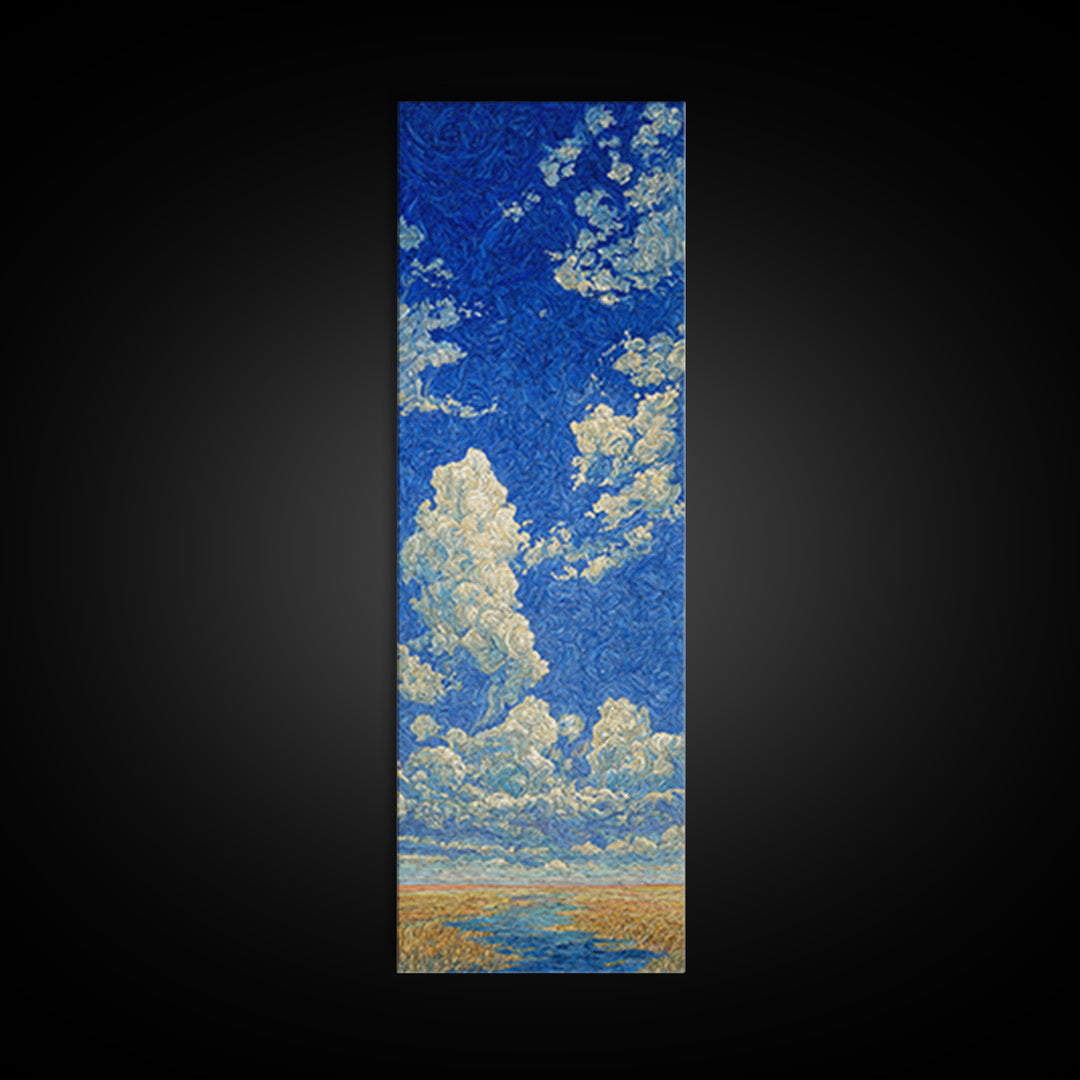 Swirling Blue Cloudscape Canvas Print, African Landscape Art, Dreamy Wall Art, Bohemian Decor For Living Room And Bedroom