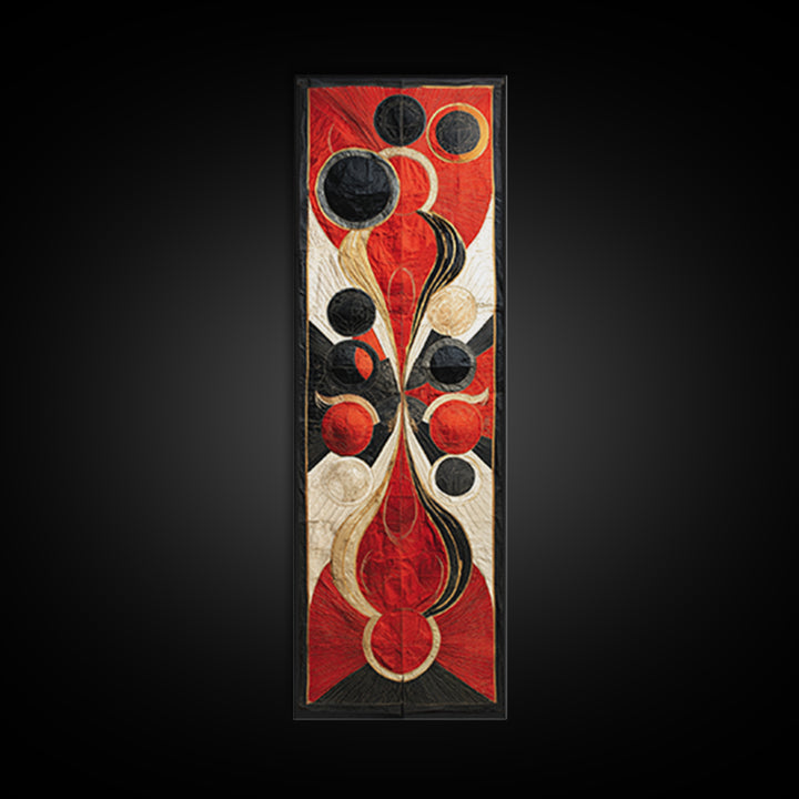 Red Black Gold Geometric Canvas Print, Abstract African Art Decor, Modern Tribal Circles, Bold Luxury Living Room Wall Decor