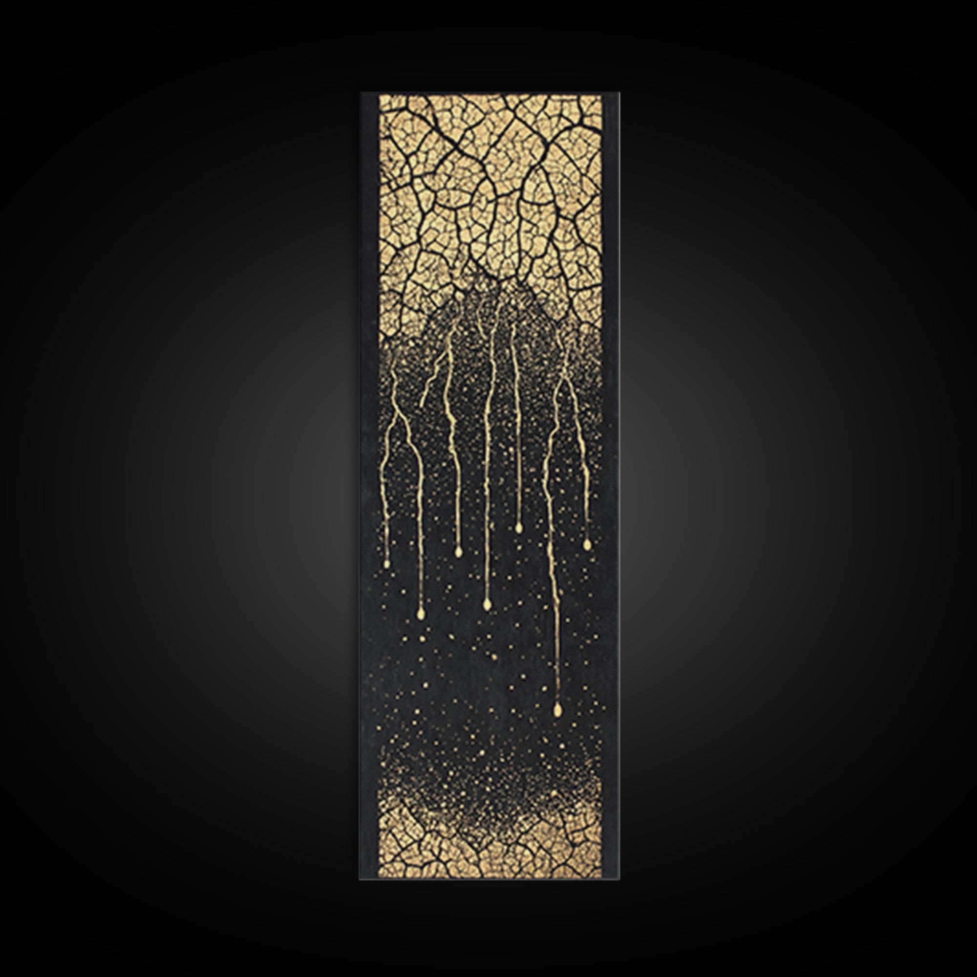 Gold Cracked Tree Roots On Black Wall Art, Abstract African Inspired Decor, Textured Canvas Print For Modern Living Room Gift