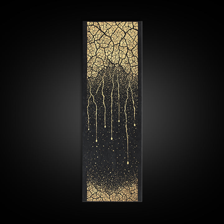 Gold Cracked Tree Roots On Black Wall Art, Abstract African Inspired Decor, Textured Canvas Print For Modern Living Room Gift