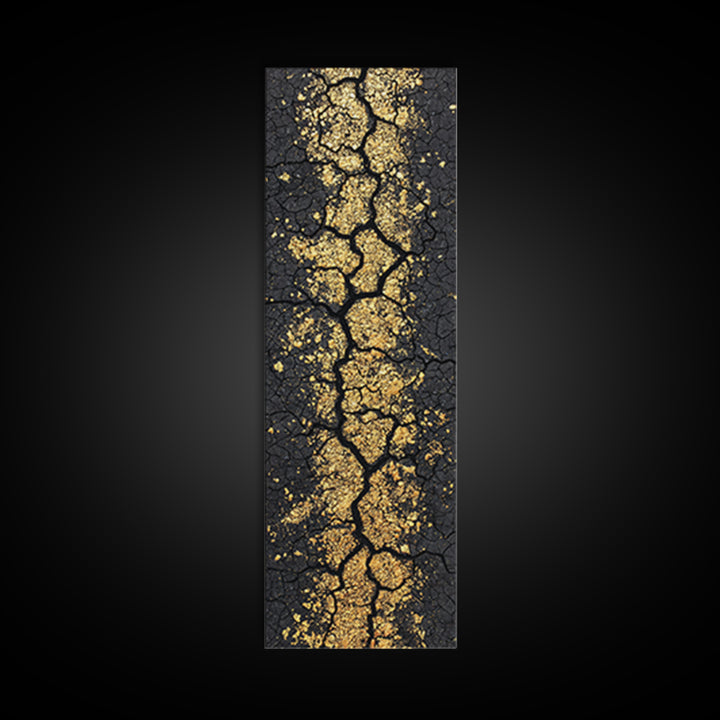 Gold Vein Through Cracked Black Earth Canvas Print, Abstract Wall Art, African Inspired Modern Decor For Living Room Gift