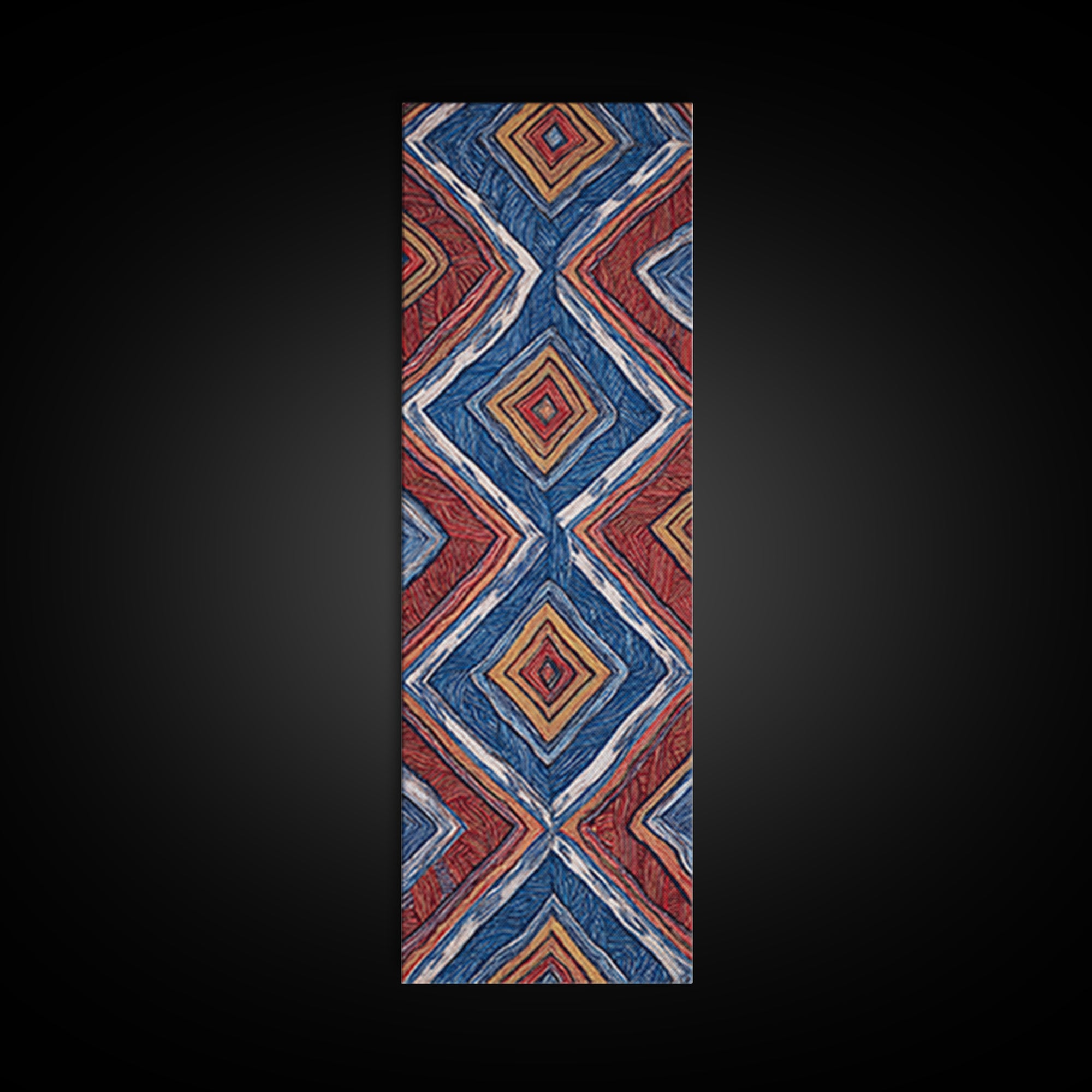 Red Blue Diamond African Textile Pattern Wall Art, Ankara Fabric Inspired Decor, Geometric Tribal Canvas Print Home Gift