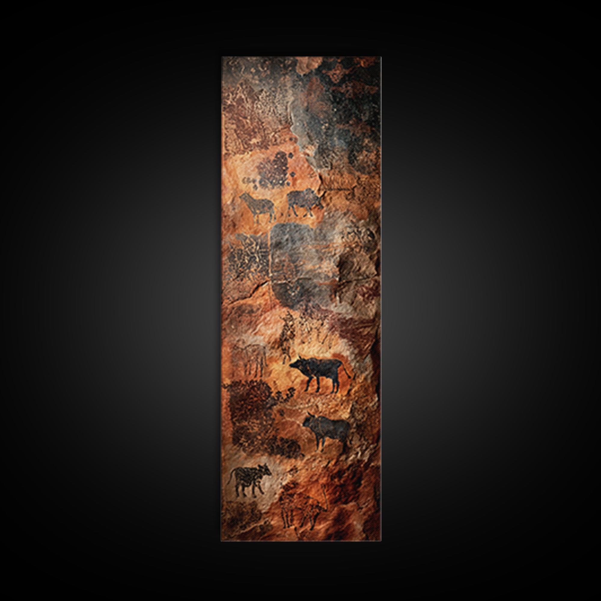 Ancient Rock Wildlife Cave Wall Art, African Animal Art Print, Rustic Safari Landscape Decor For Boho Living Room Home Decor