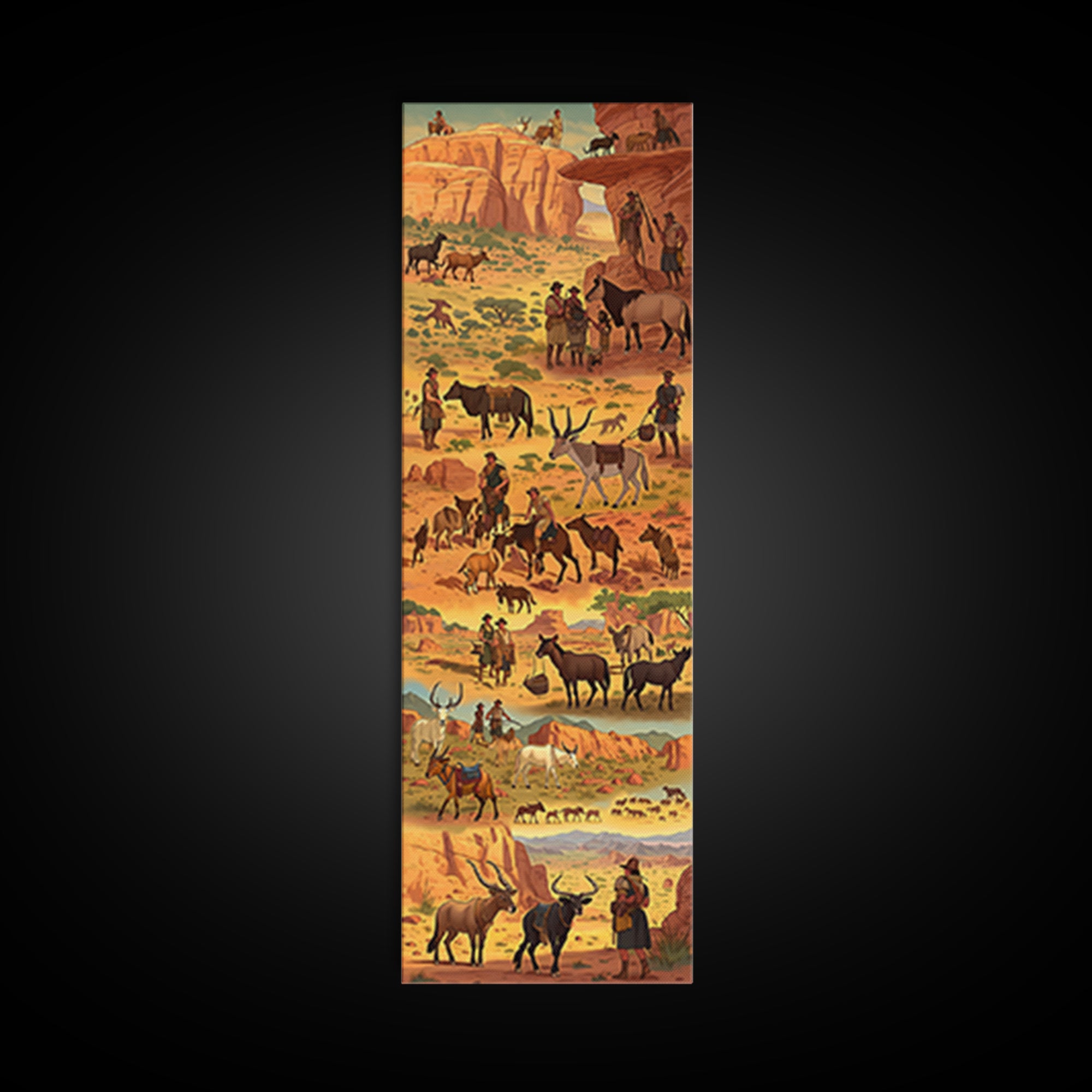 Desert Cowboy Cattle Drive Canvas Print, Rustic Western Ranch Wall Decor, Horse Art, Southwestern Living Room Home Decor Gift